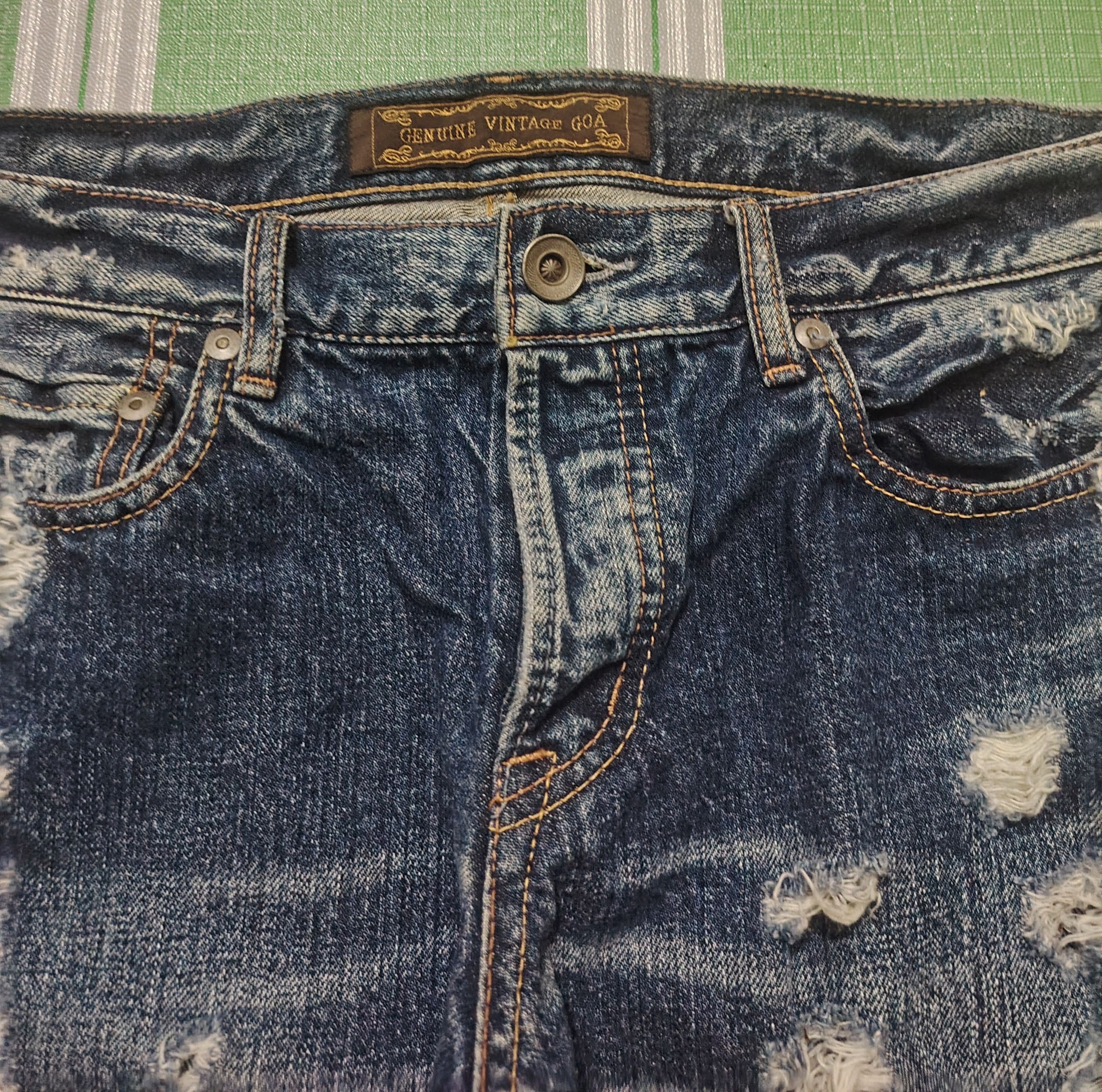 GOA Rare!!! Genuine Vintage Goa Distressed Jeans Selvedge denim Size US 30 / EU 46 - 9 Thumbnail