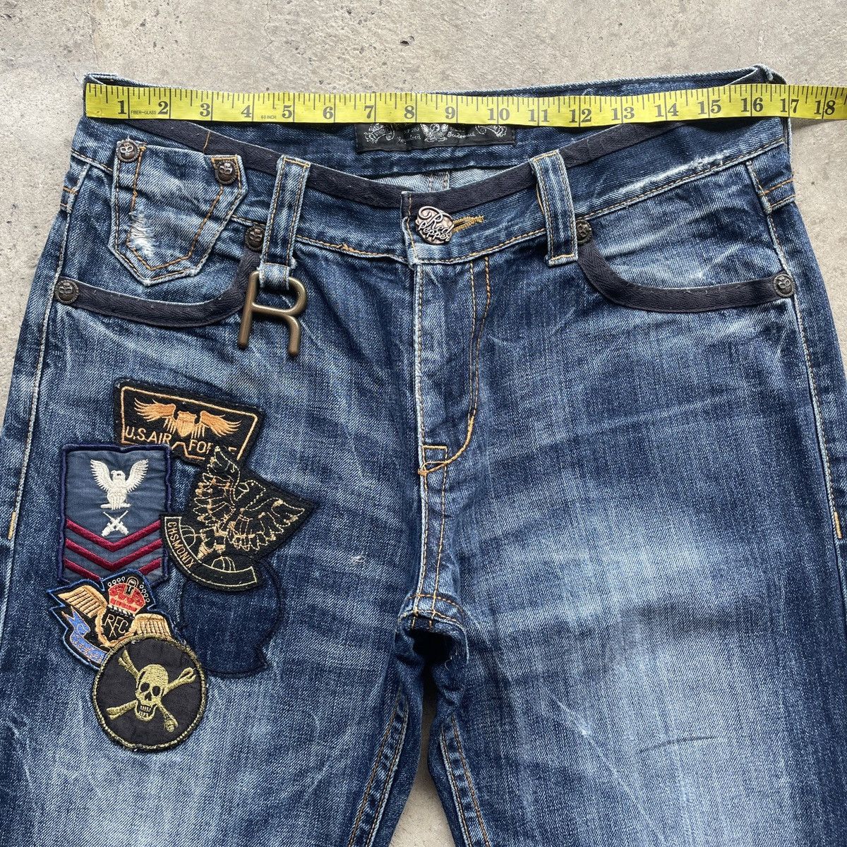 Japanese Brand Vintage Japan Patch Faded Jeans Embroidery Denim Pants Baggy Size US 33 - 6 Thumbnail