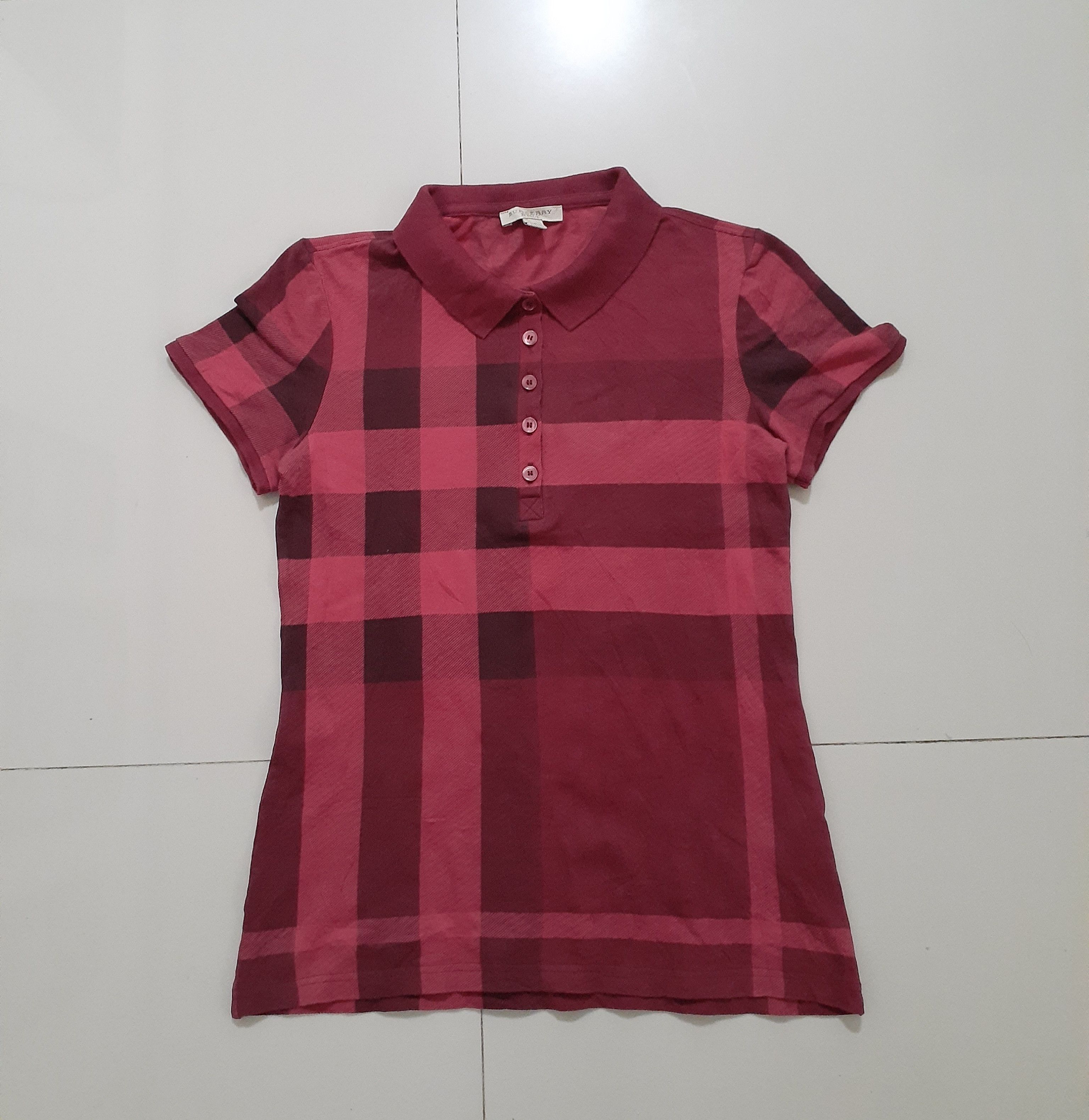 Burberry × Designer Burberry Brit Plaid Stretch Cotton Poloshirt Size XS / US 0-2 / IT 36-38 - 1 Thumbnail