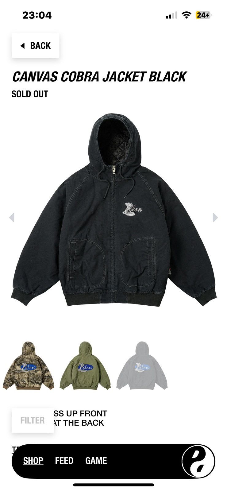 Palace *RARE* palace canva cobra jacket black Size US S / EU 44-46 / 1 - 1 Thumbnail