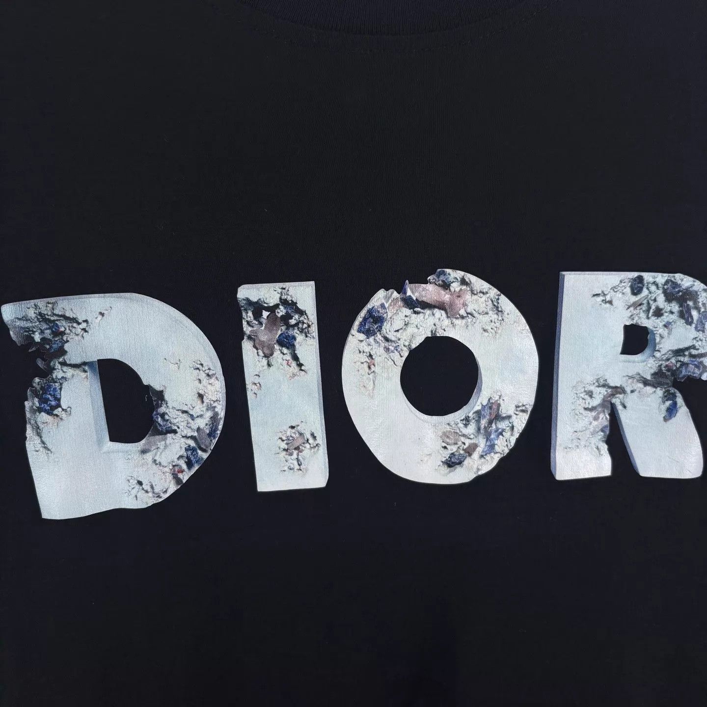 Dior Dior x DA Crystal Crack Logo Black Cotton Tshirt M Size M / US 6-8 / IT 42-44 - 4 Thumbnail