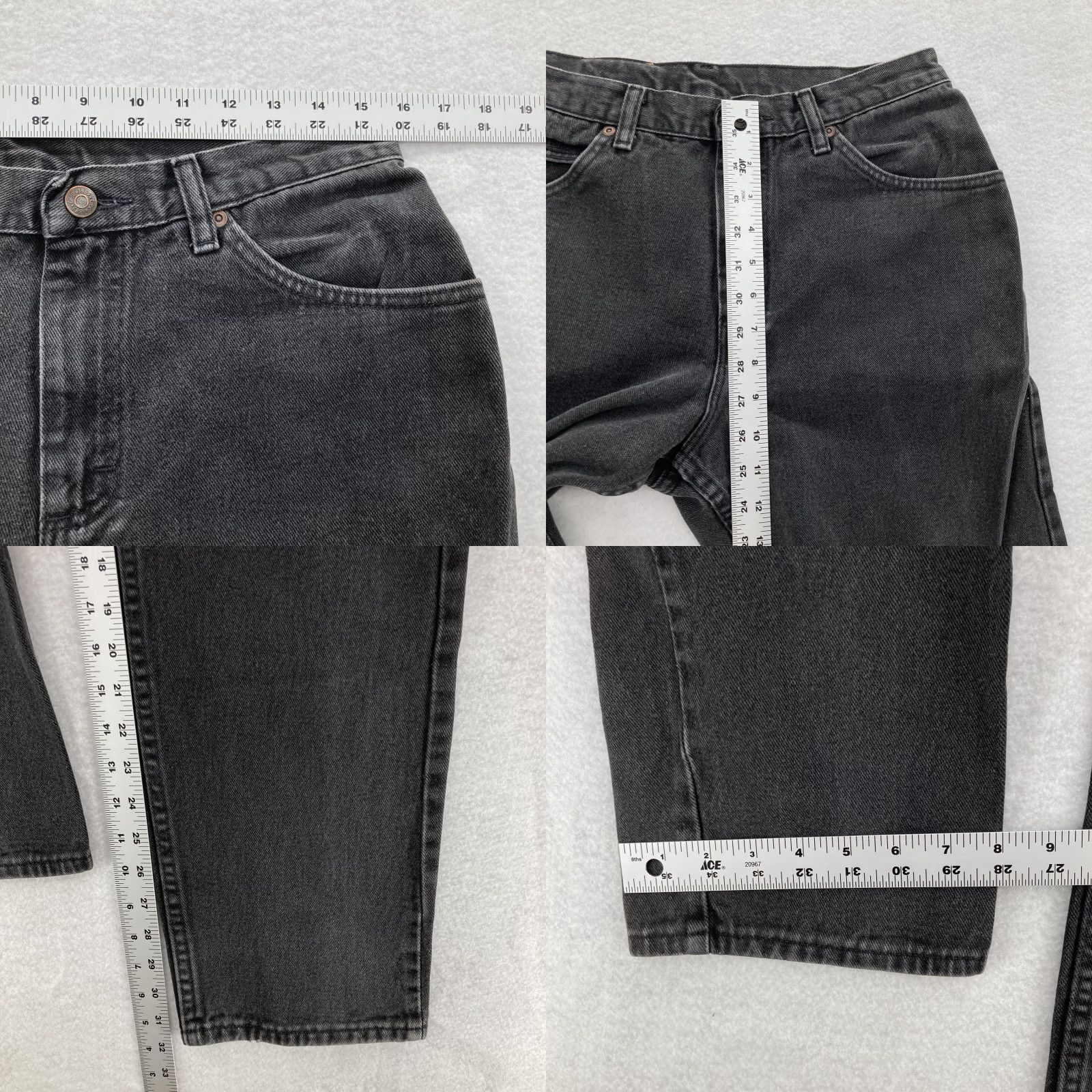 Lee VINTAGE Lee Jeans Mens 31x32 Straight Regular Black Charcoal Wash 90s Grunge Denim Size US 31 - 8 Thumbnail