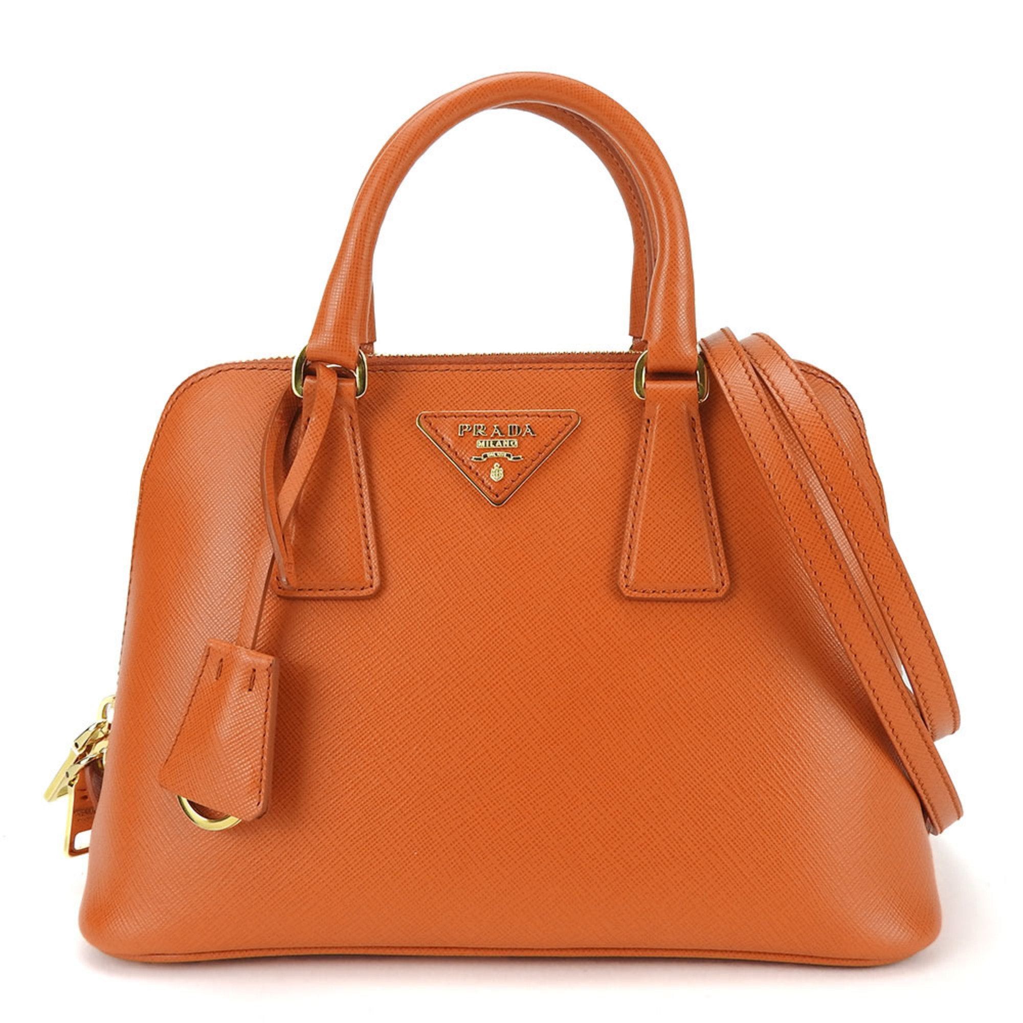 image of Prada Handbag Bl0838 Saffiano Leather Papaya Orange Shoulder Bag For Women