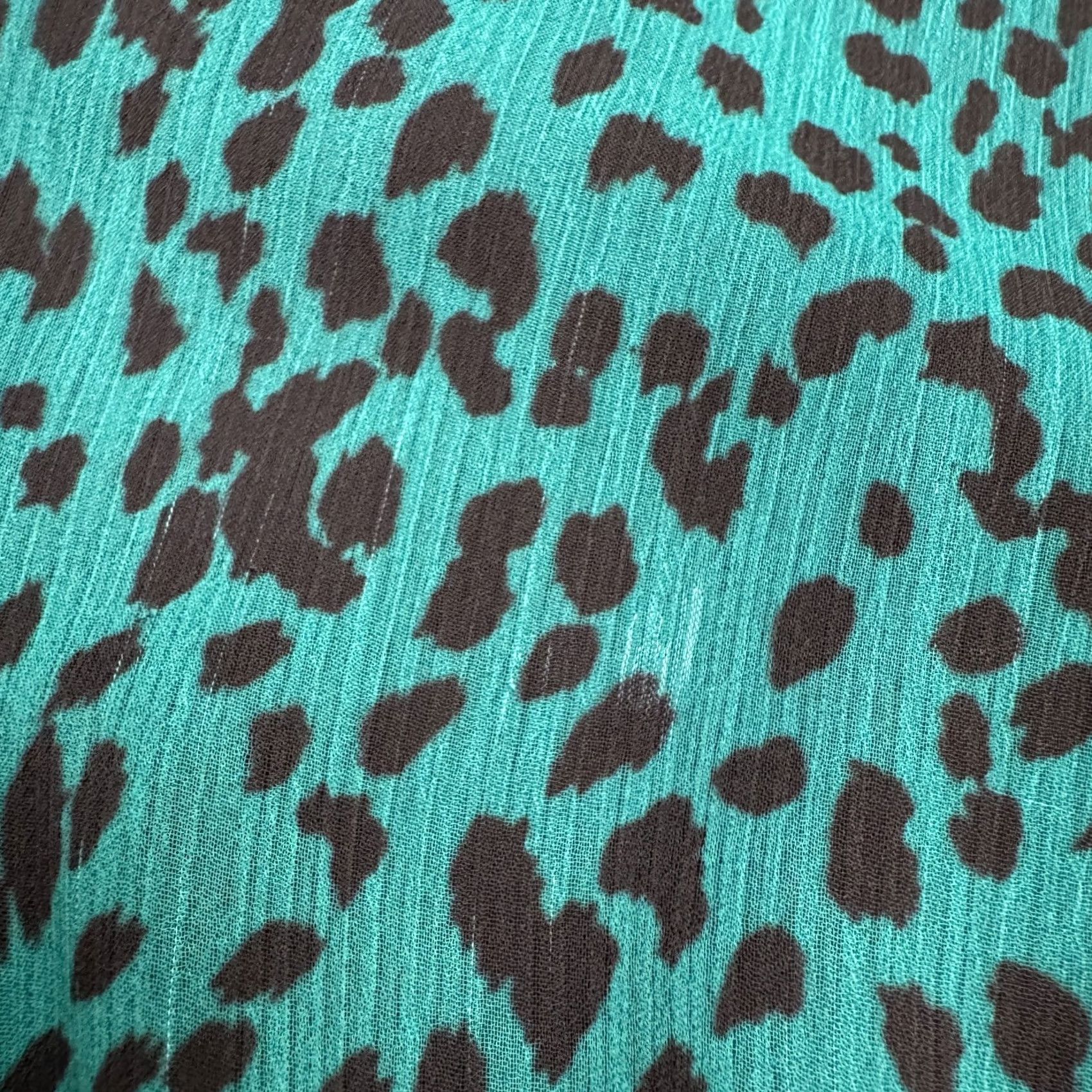 AQUA Aqua Leopard Animal Print Smocked A-Line Mini Dress Womens Small Teal Black Shirt? Size S / US 4 / IT 40 - 7 Thumbnail