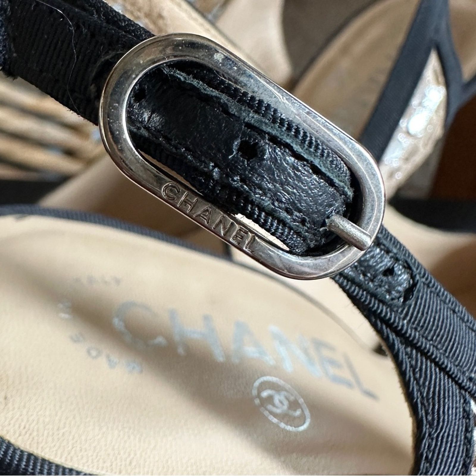 Chanel CHANEL Canvas Python Leather Bow Slingback Pump Sz. 36 Size US 6 / IT 36 - 12 Thumbnail