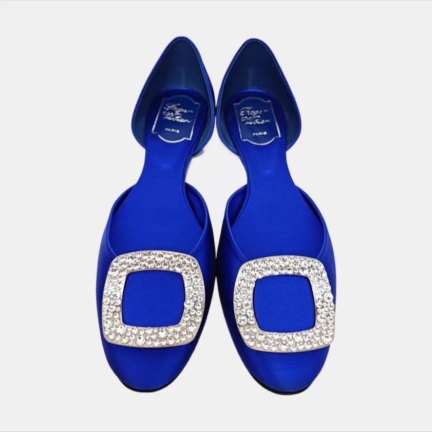 Roger Vivier Roger Vivier Satin Square Crystal Flats 39 Size US 8.5 / IT 38.5 - 3 Thumbnail