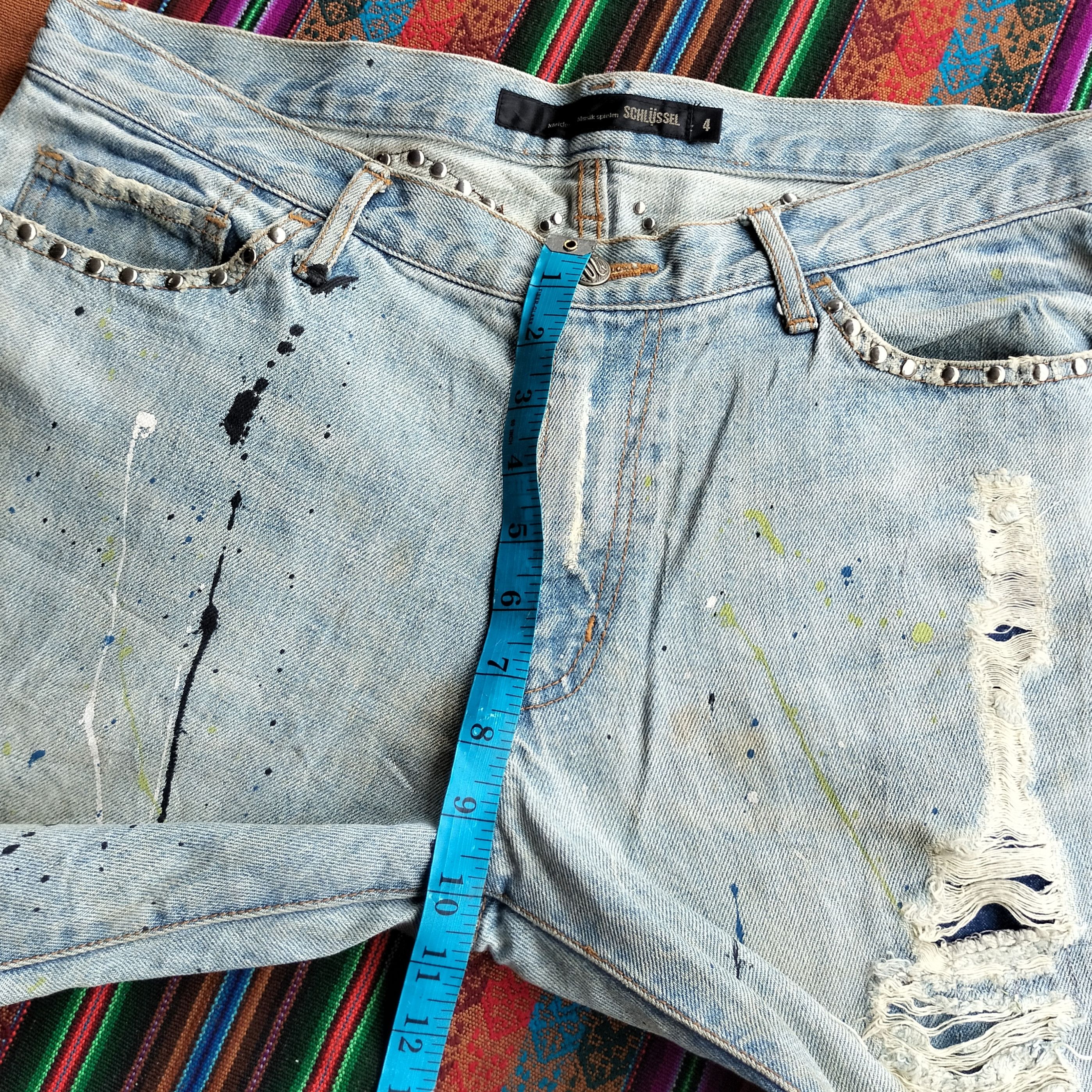 Tornado Mart paint splash snake skin studdet distressed flare denim Size US 35 - 20 Thumbnail