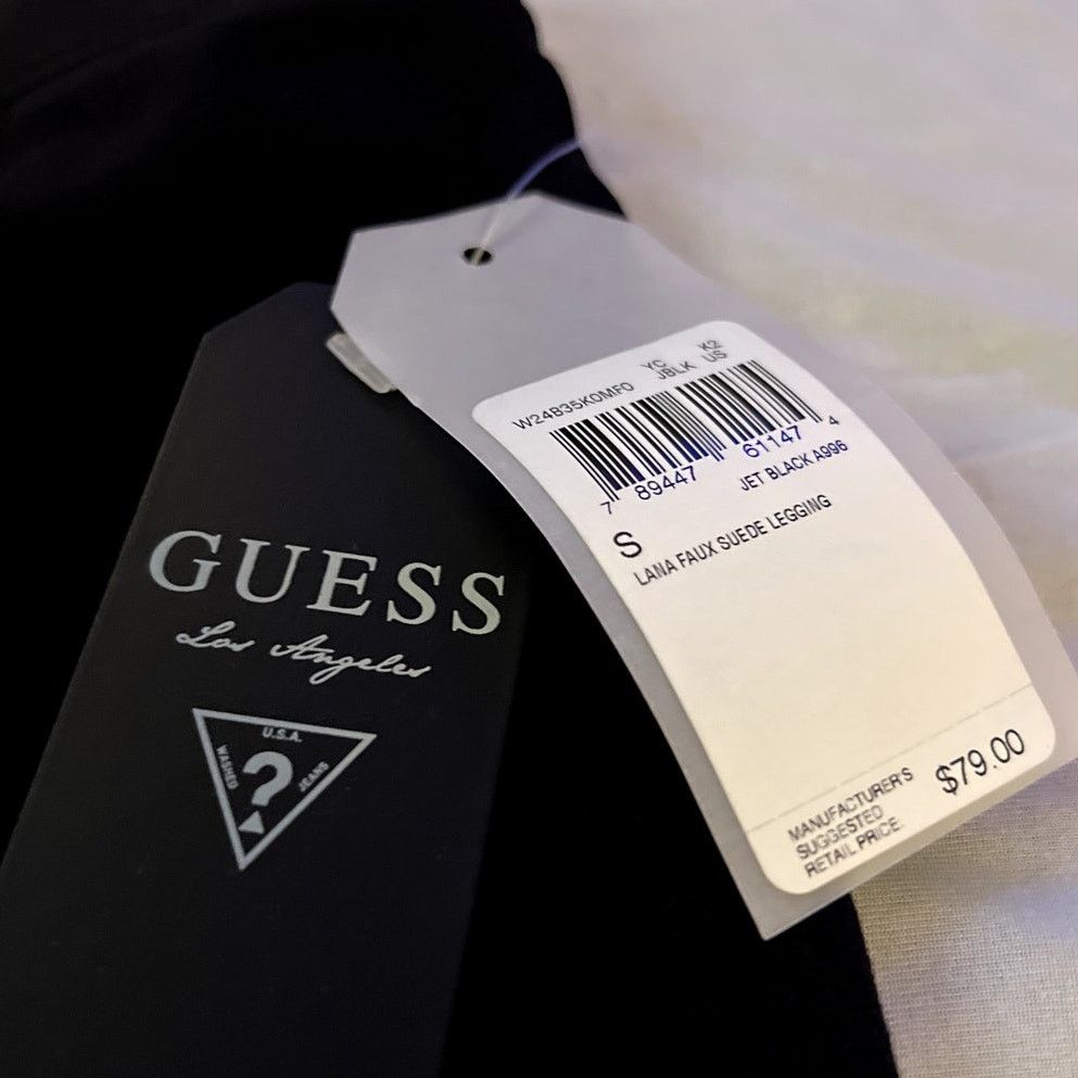 Guess GUESS Lana Faux Suede Leggings Size Small Black NWT Size 22" - 3 Thumbnail