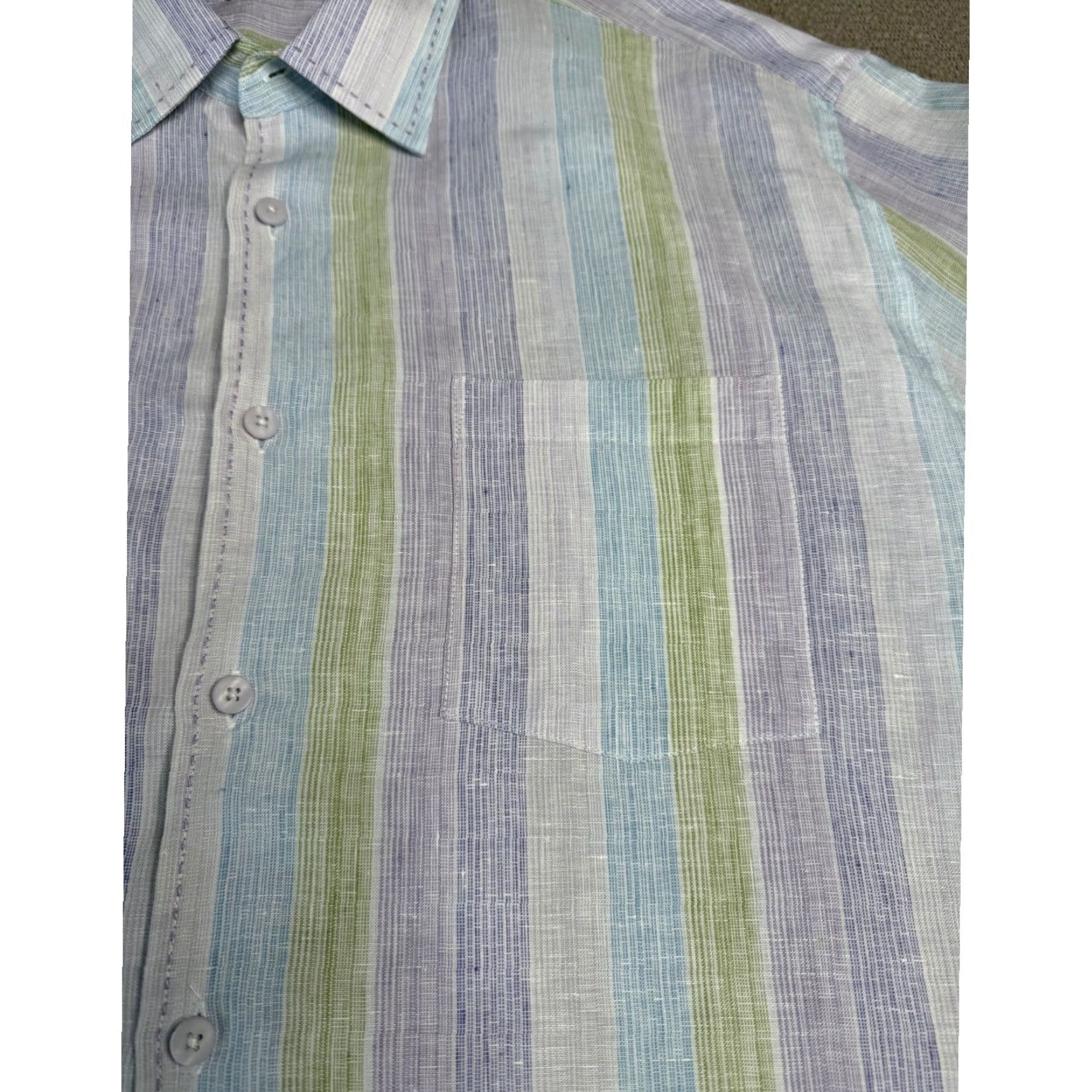 Cubavera VINTAGE Cubavera XXL Mens Linen Short Sleeve Button-Down Striped Casual Shirt Size US XXL / EU 58 / 5 - 3 Thumbnail