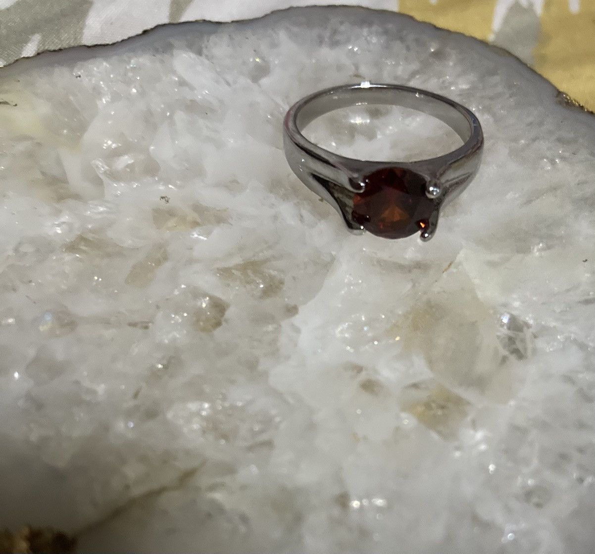 Other Red gemmed silver plated ring Size ONE SIZE - 2 Thumbnail