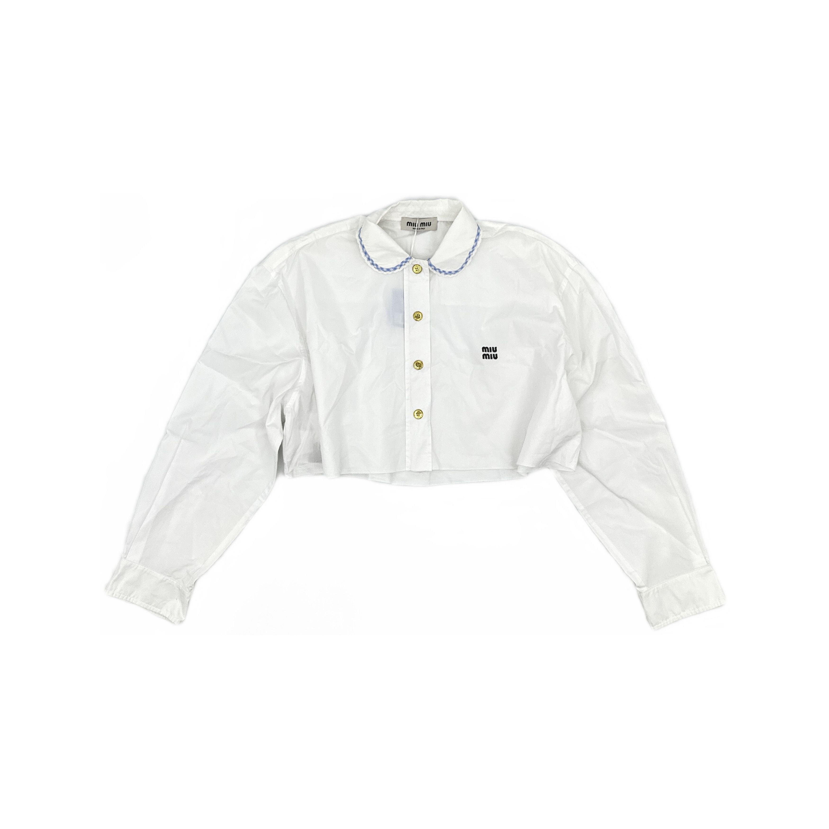 Miu Miu Miu Miu Embroidered Logo Button Up Shirt Size 38 Size XS / US 0-2 / IT 36-38 - 1 Thumbnail