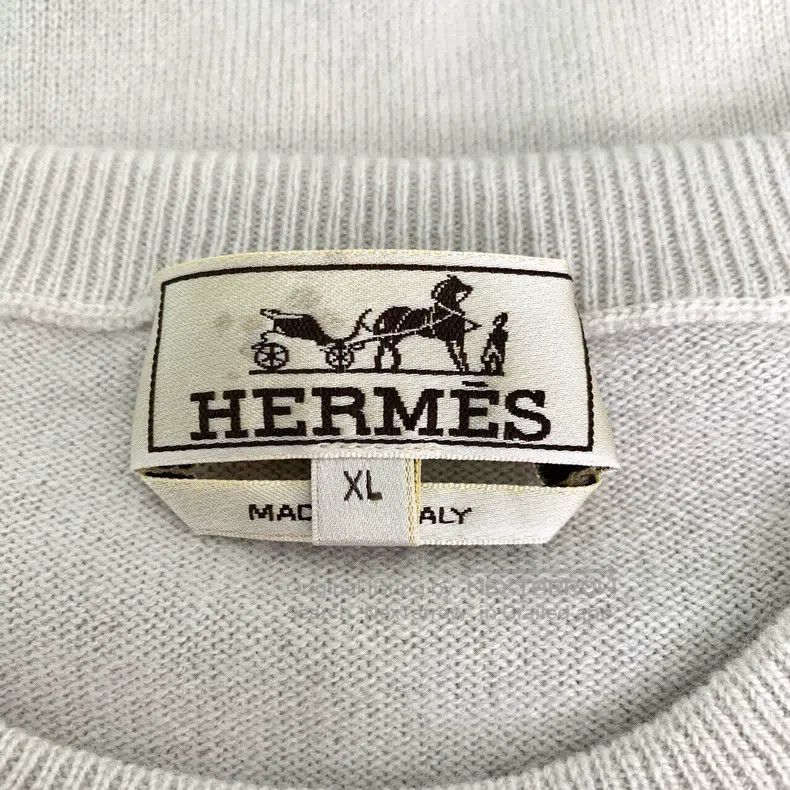 Hermes Hermes Gray poker flower round-neck cashmere knit sweater Size US XL / EU 56 / 4 - 5 Thumbnail