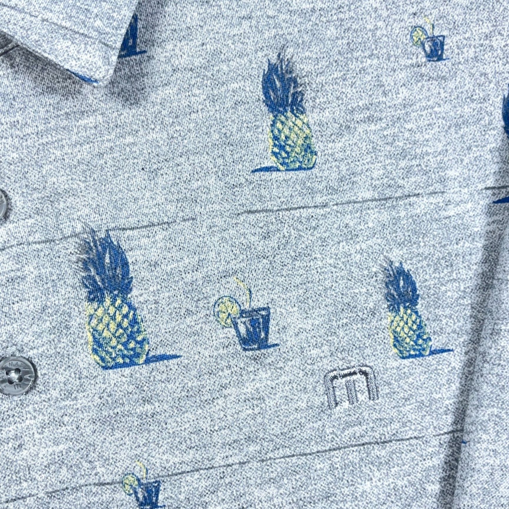 TravisMathew Travis Mathew Polo Shirt Men XL Gray Pineapple Print Performance AOP Adult Golf Shirt Size US XL / EU 56 / 4 - 4 Thumbnail