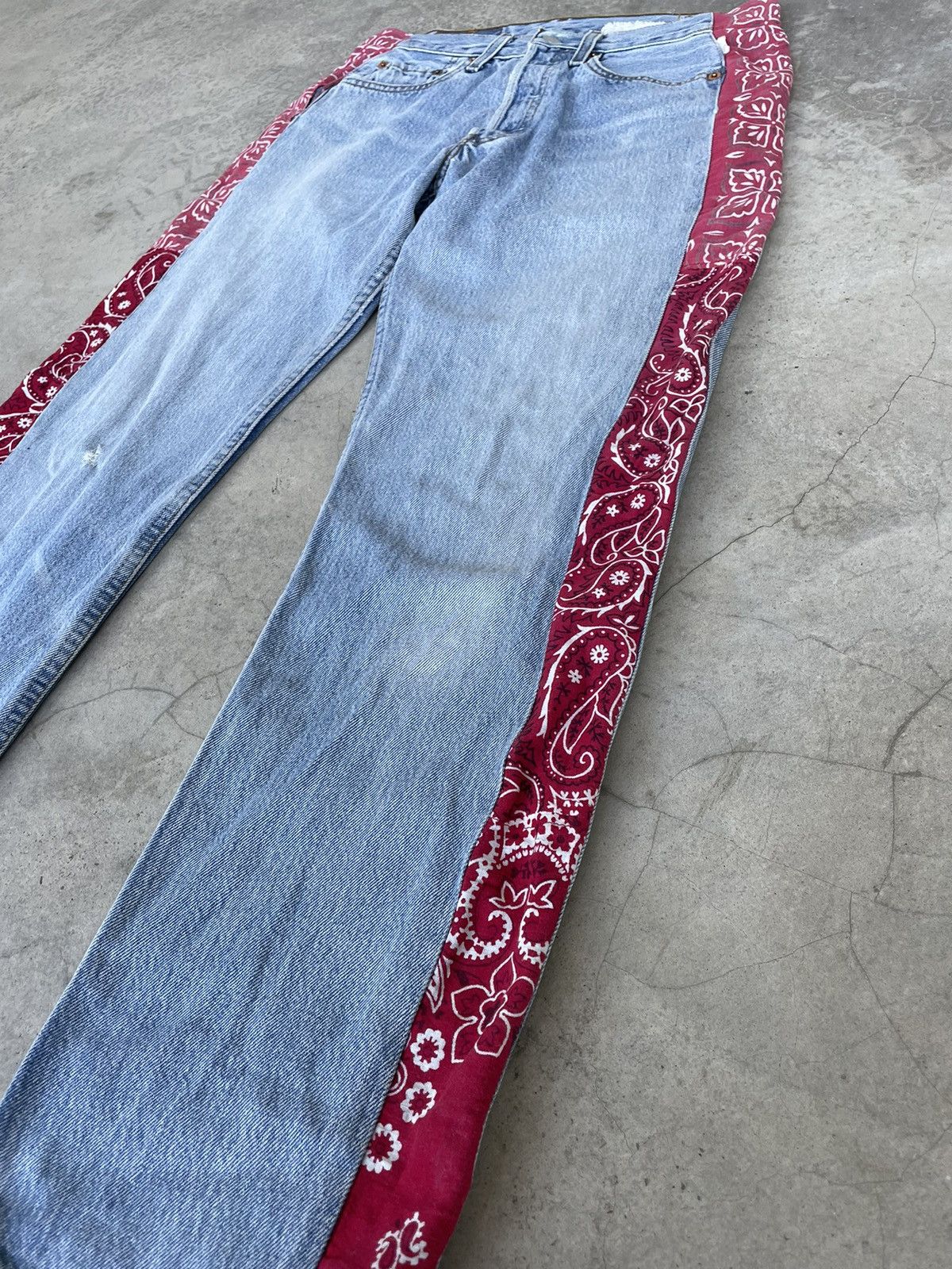Levi's Vintage Levis 501 Custom Sashiko Faded Jeans Size US 30 / EU 46 - 2 Thumbnail