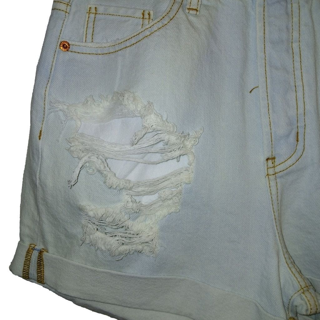 Song For The Mute Light Blue Distressed Women’s Denim Shorts Size 28" / US 6 / IT 42 - 4 Thumbnail