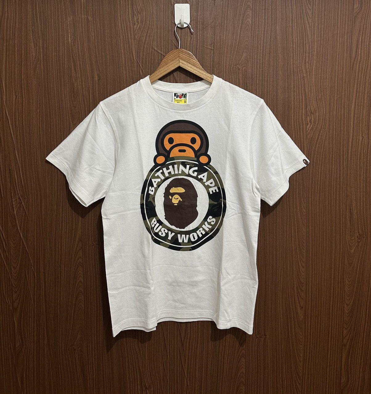 Image of Ss21 Bape Abc Camou Milo On Busy Works in White, Men's (Size Small)