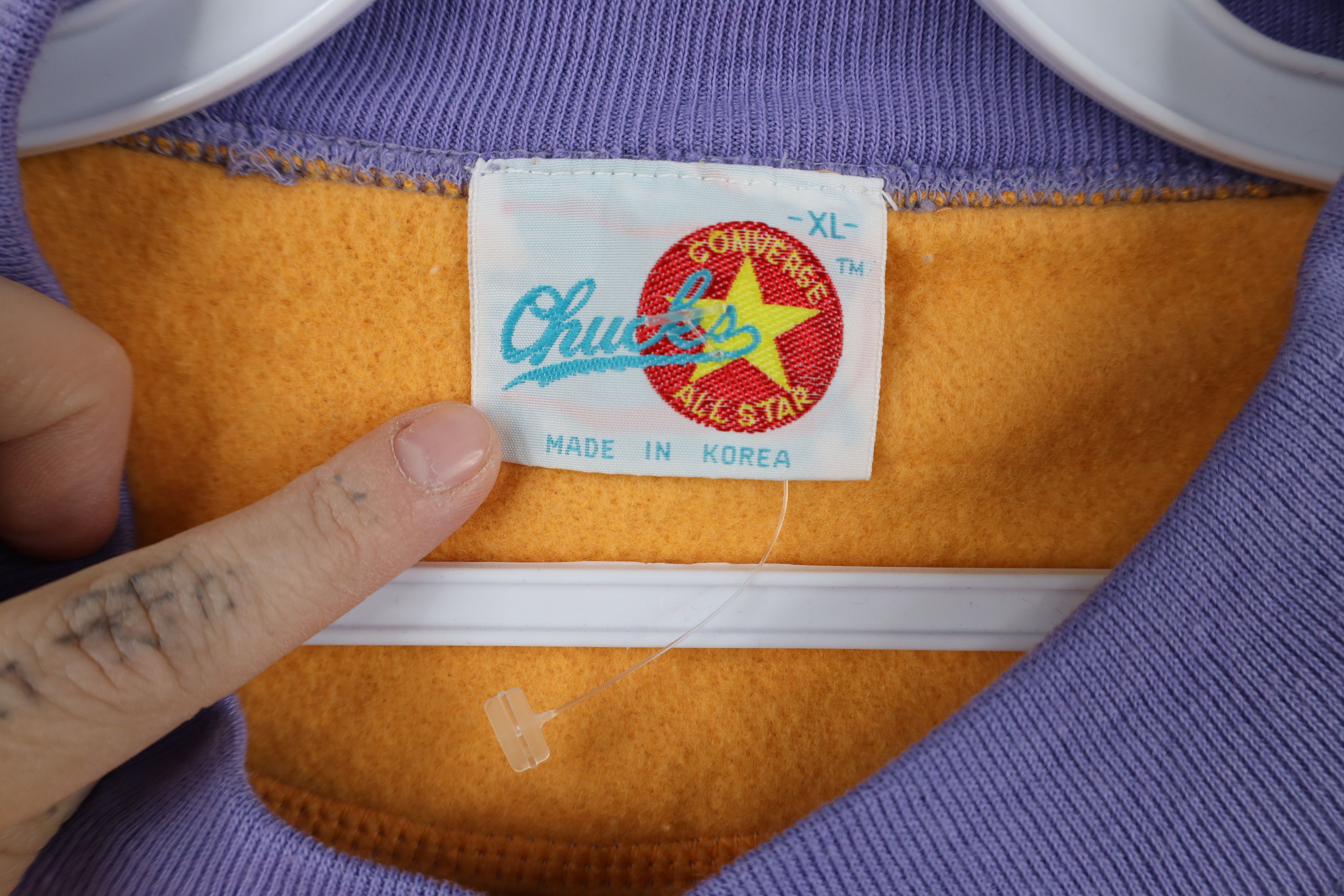 Converse Vintage 90s Converse Chuck Taylor Block Sweatshirt Orange Size XL / US 12-14 / IT 48-50 - 11 Thumbnail