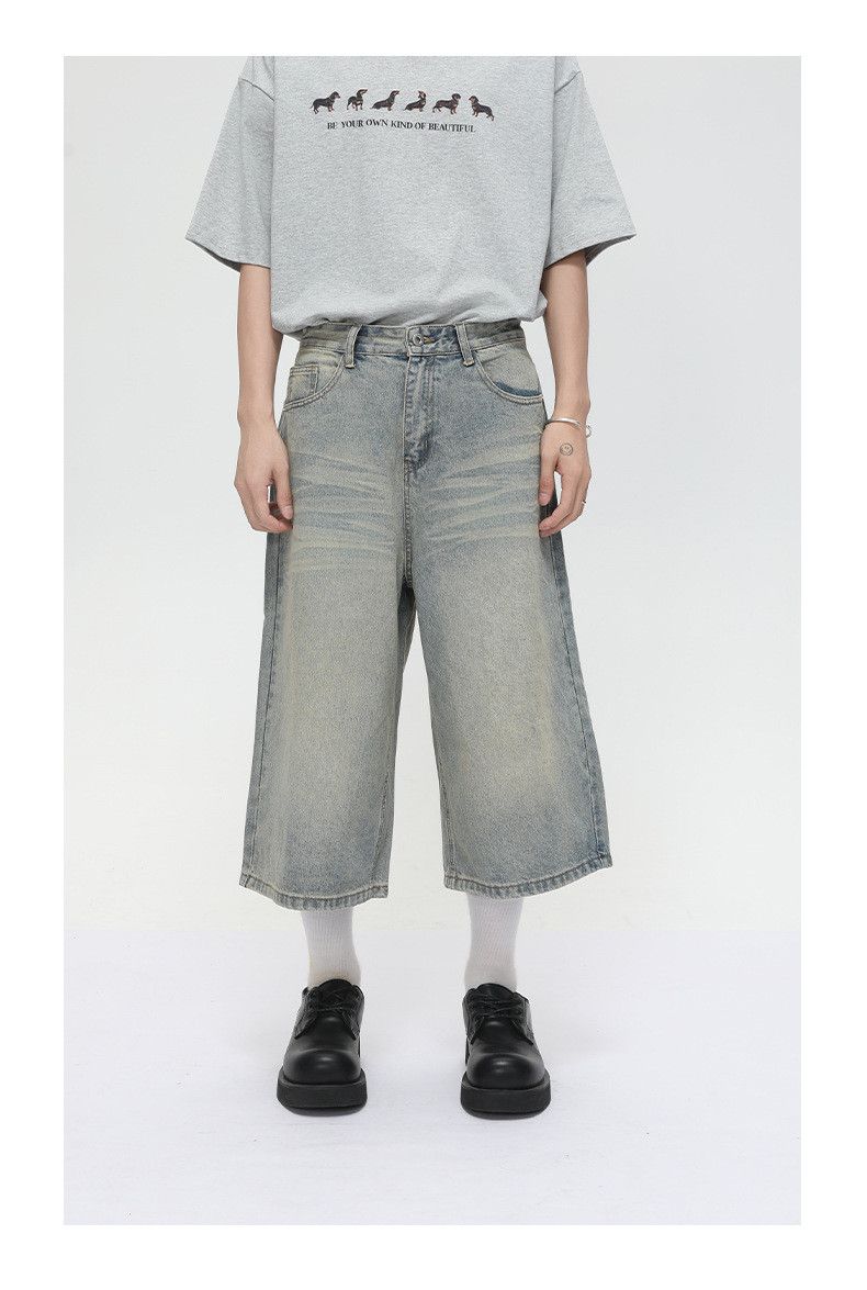 Japanese Brand × Jean American distressed retro straight loose denim shorts Size US 32 / EU 48 - 1 Thumbnail
