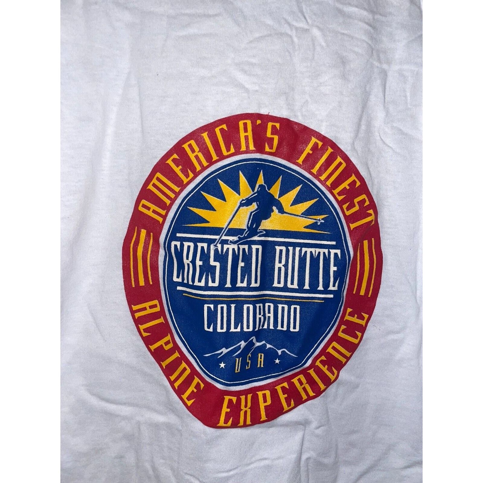 Jerzees 90s Crested Butte Colorado Experience Skiing White Shirt Size US L / EU 52-54 / 3 - 6 Thumbnail