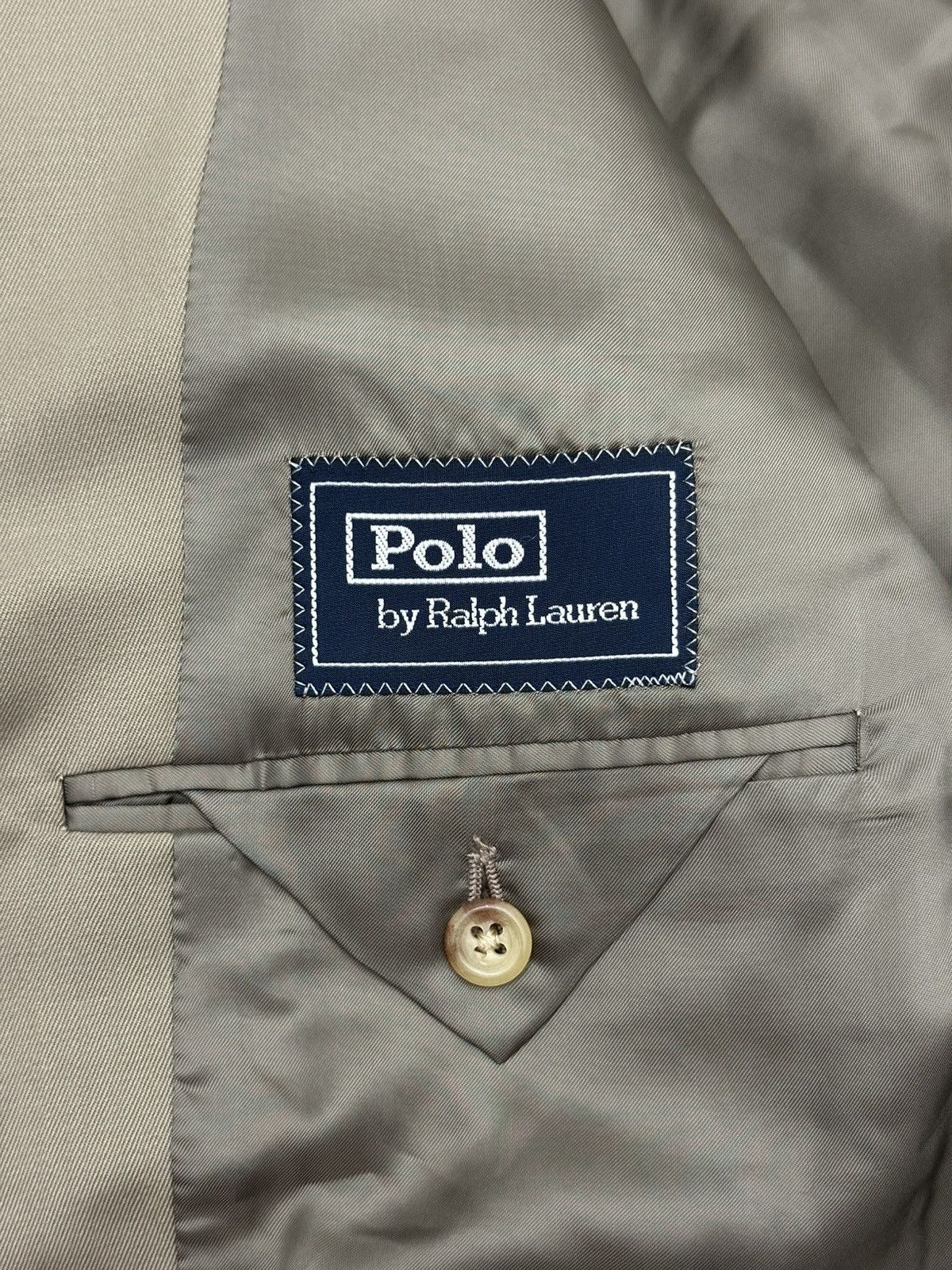 Polo Ralph Lauren Polo RL 100% Virgin Wool Blazer 44L Taupe Made in Italy Size 44L - 5 Thumbnail