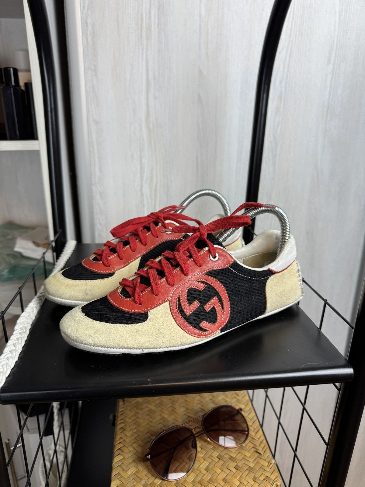 Gucci VINTAGE GUCCI LOGO LEATHER TRAINERS SNEAKERS coloured 190777 Size US 7.5 / IT 37.5 - 9 Thumbnail