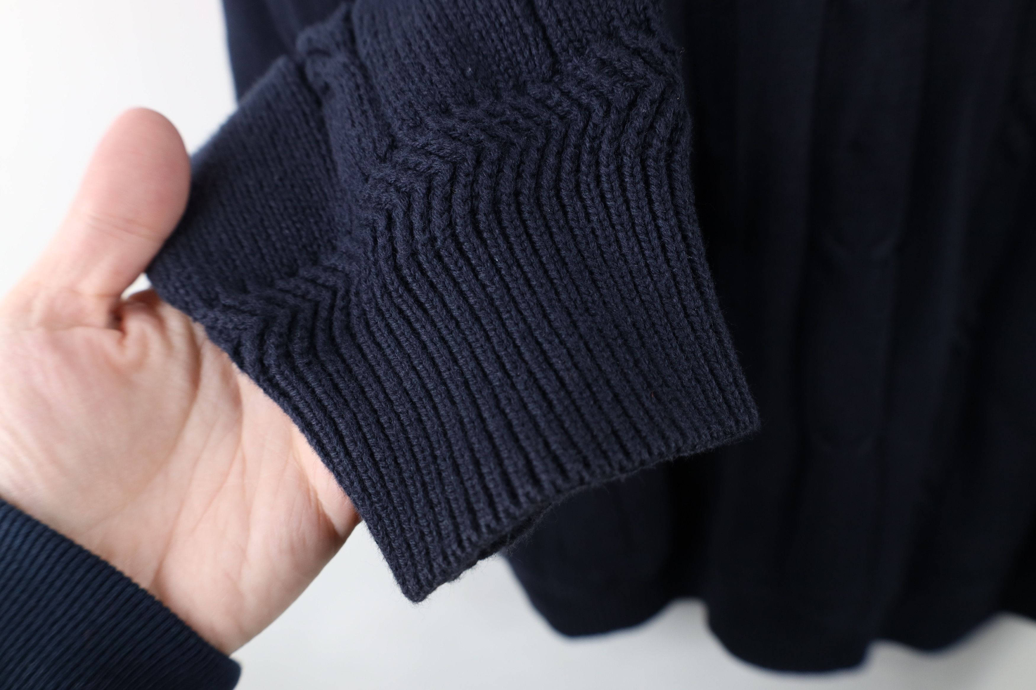 Nautica × Vintage Vintage 90s Nautica Cable Knit Crewneck Sweater Navy Blue Size US XL / EU 56 / 4 - 7 Thumbnail