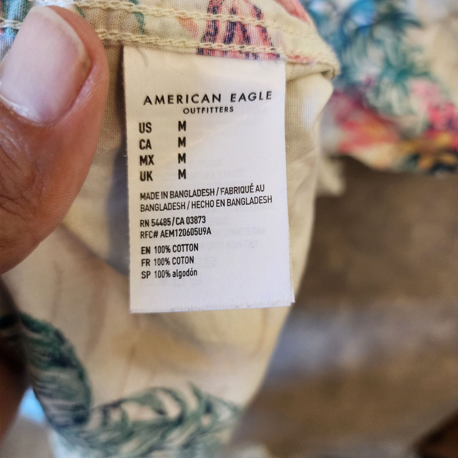 American Eagle Outfitters Men's American Eagle Hawaiian Shirt Medium Tropical Print Size US M / EU 48-50 / 2 - 3 Thumbnail