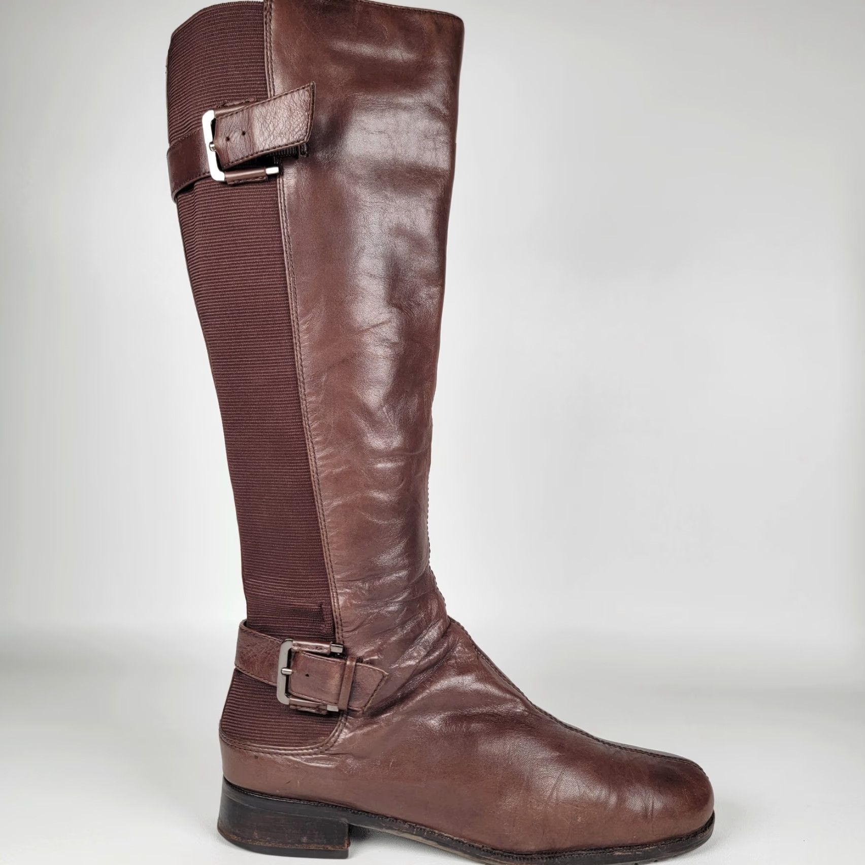 Vintage Aerosoles Boots Knee-High With Pride Faux Leather Brown 9.5 M Women Casual Zip Round Toe Shoes Size US 10 / IT 40 - 3 Thumbnail