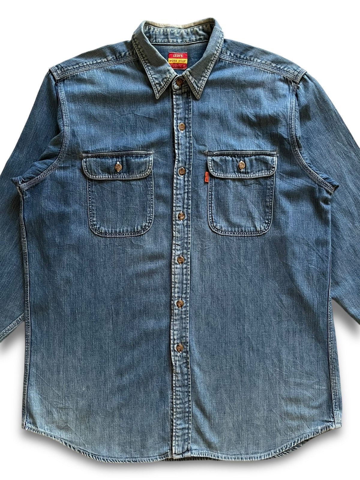Levi's × Levi's Vintage Clothing SALES🔥Vintage Levis Workwear Orange Tab Denim Button Ups Size US L / EU 52-54 / 3 - 8 Thumbnail