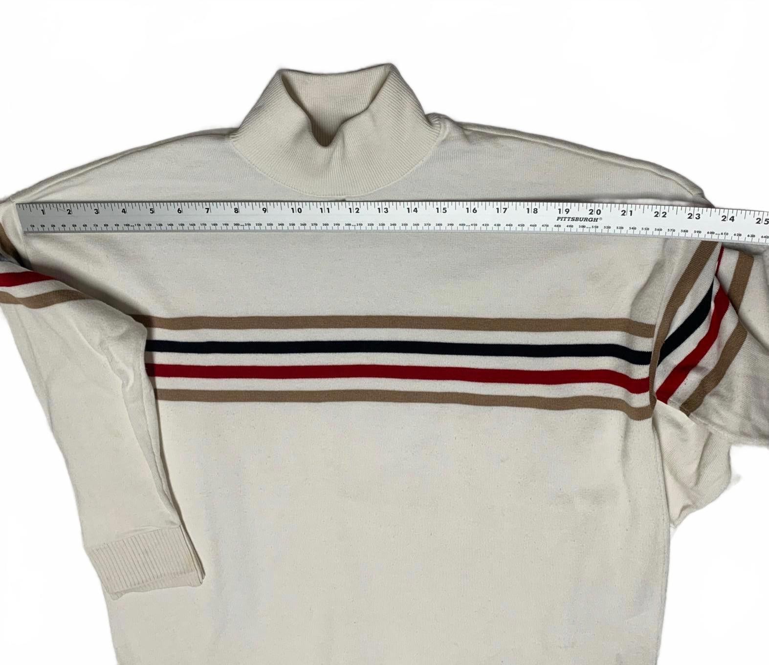 Tommy Hilfiger Tommy Hilfiger Men's Large Beige Striped Mock Neck Sweater Size US L / EU 52-54 / 3 - 10 Thumbnail