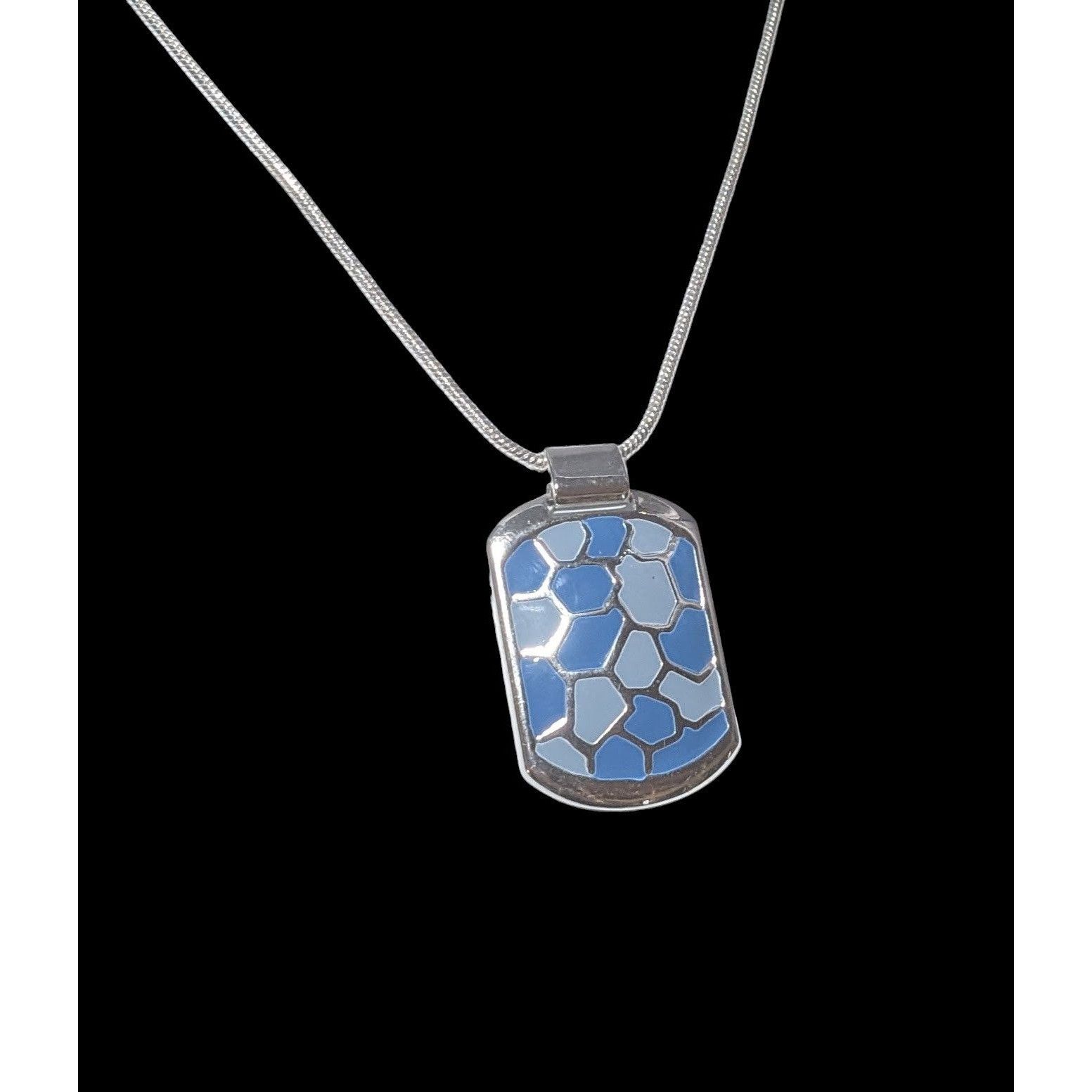 Other Abstract Blue And Silver Enamel Pendant Necklace Size ONE SIZE - 3 Thumbnail