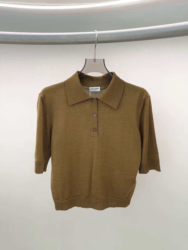 Saint Laurent Paris Saint Laurent Paris Knitted polo short sleeve Size L / US 10 / IT 46 - 1 Thumbnail