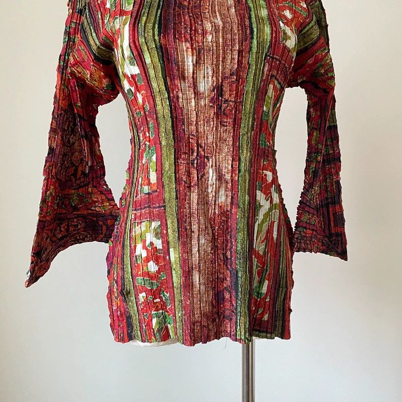 Issey Miyake Issey Miyake Ethnic oil painting pleated long-sleeved Size M / US 6-8 / IT 42-44 - 5 Thumbnail