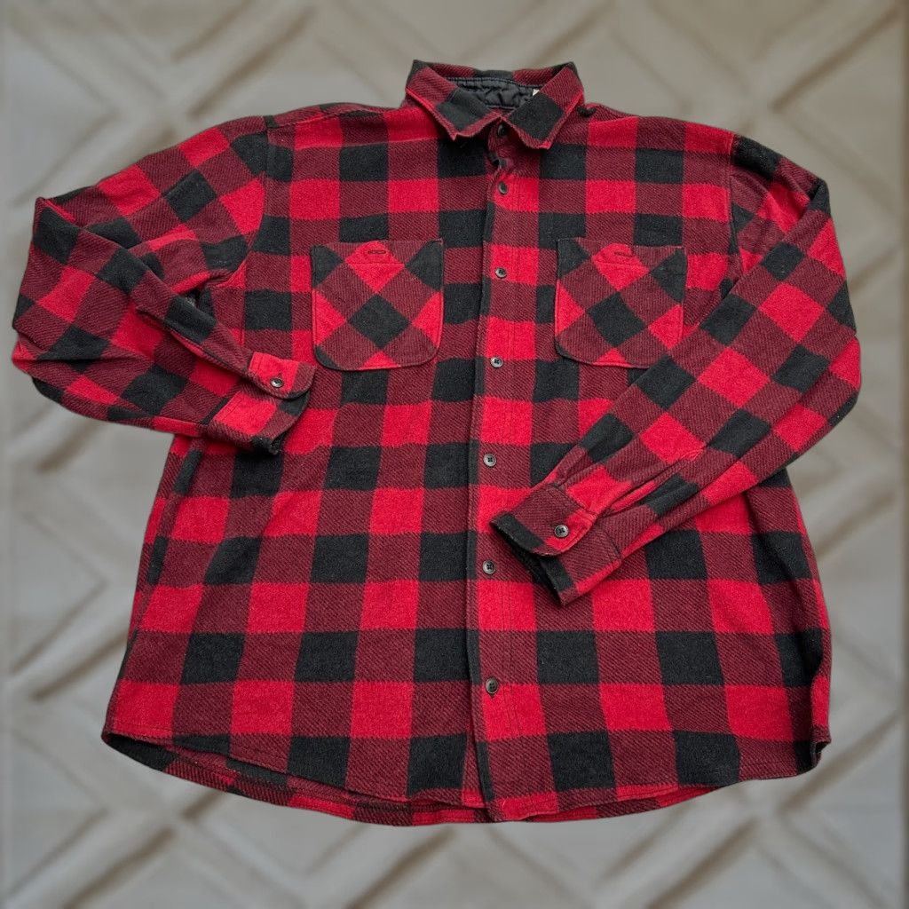 Wrangler VINTAGE Wrangler Flannel Shirt Jacket Men L Red Black Plaid Long Sleeve Size US L / EU 52-54 / 3 - 1 Thumbnail