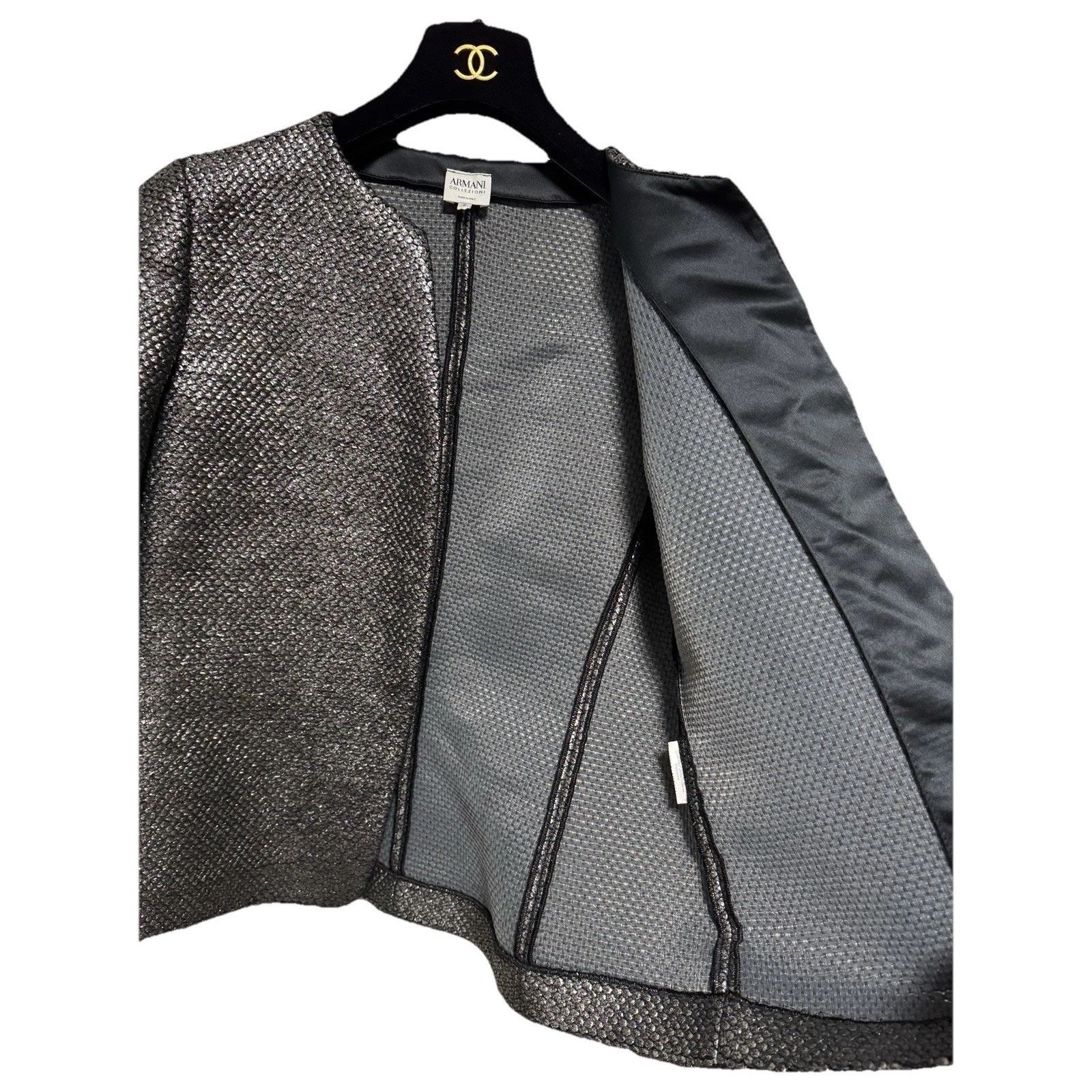 Armani Collezioni Armani Collezioni Pewter Wool Silk Blazer Size M / US 6-8 / IT 42-44 - 11 Thumbnail