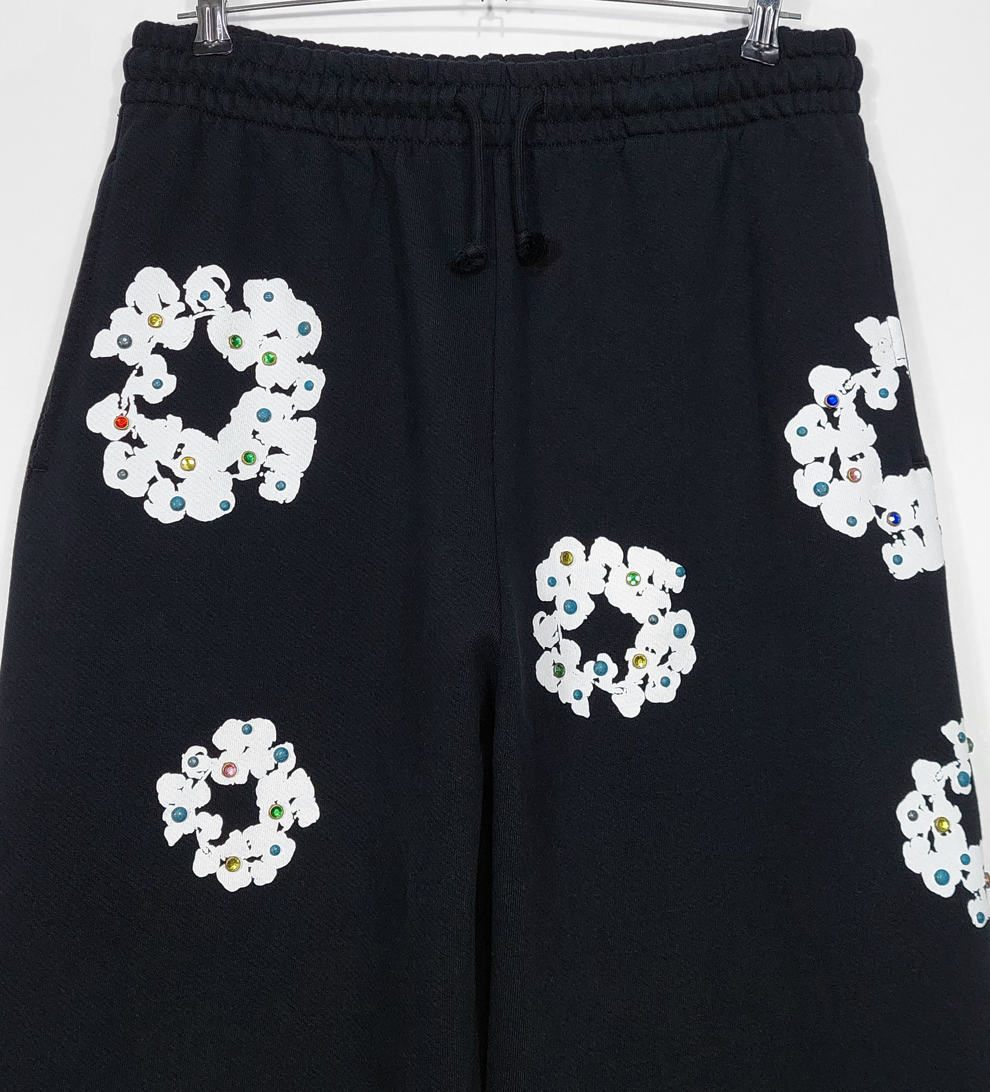 DENIM TEARS wreath rhinestone sweatpants - black M Size US 32 / EU 48 - 6 Thumbnail
