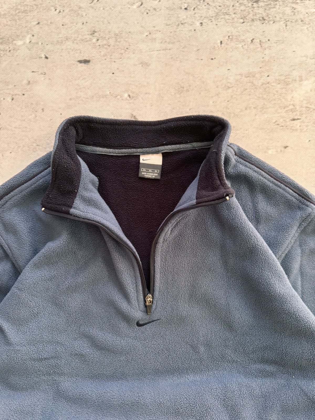 Nike × Vintage NIKE TEDDY 1/3 ZIP VINTAGE CENTER LOGO OVERSIZE SWEATSHIRT Size US XL / EU 56 / 4 - 4 Thumbnail