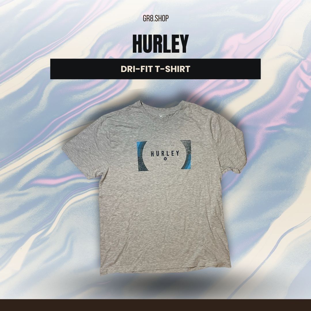 Hurley Hurley Mens Gray Dri-Fit T-Shirt With Blue & Black Logo Grap Size US L / EU 52-54 / 3 - 1 Thumbnail