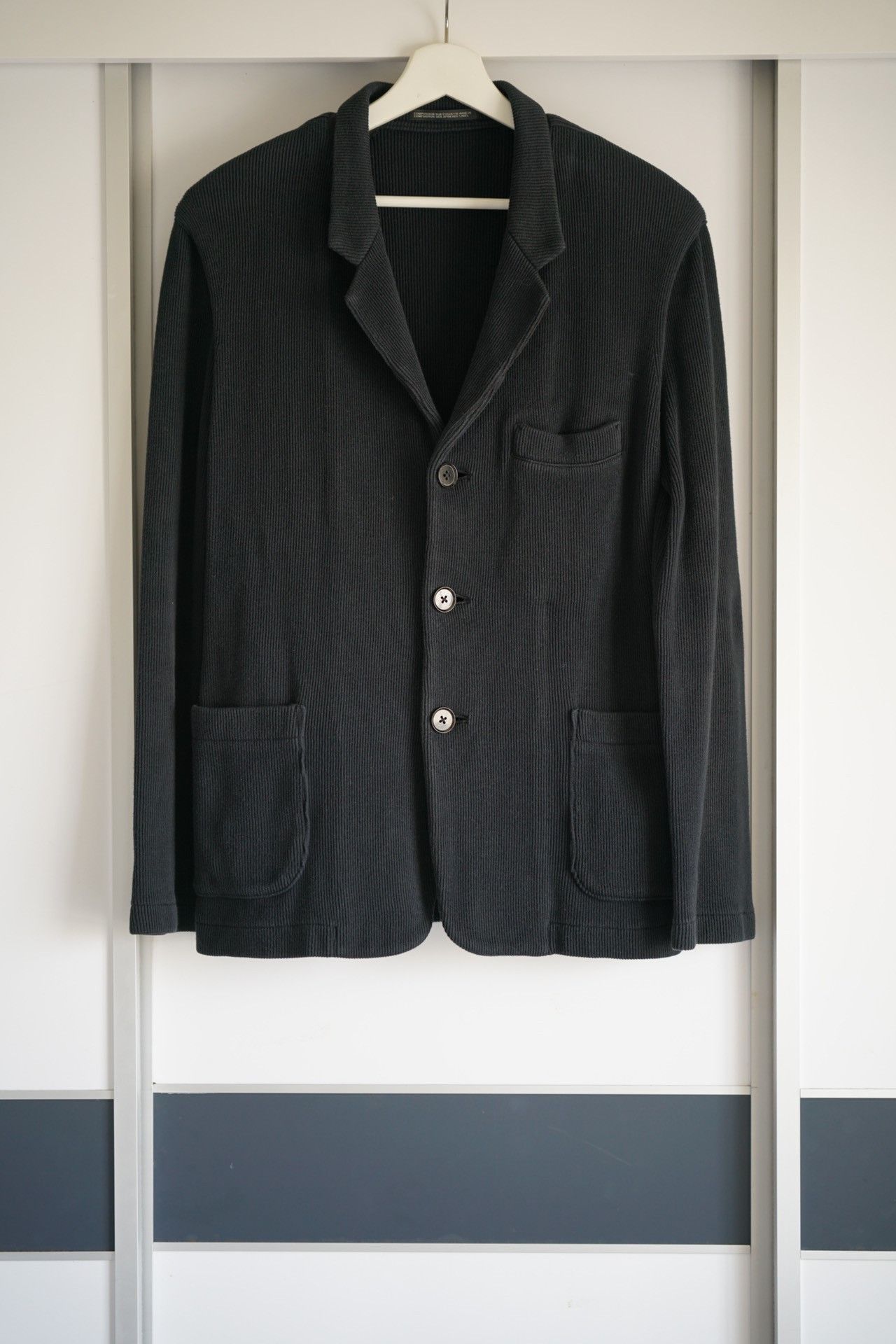 image of Yohji Yamamoto 08Ss Striped Textured Suit in Black, Men's (Size Medium)