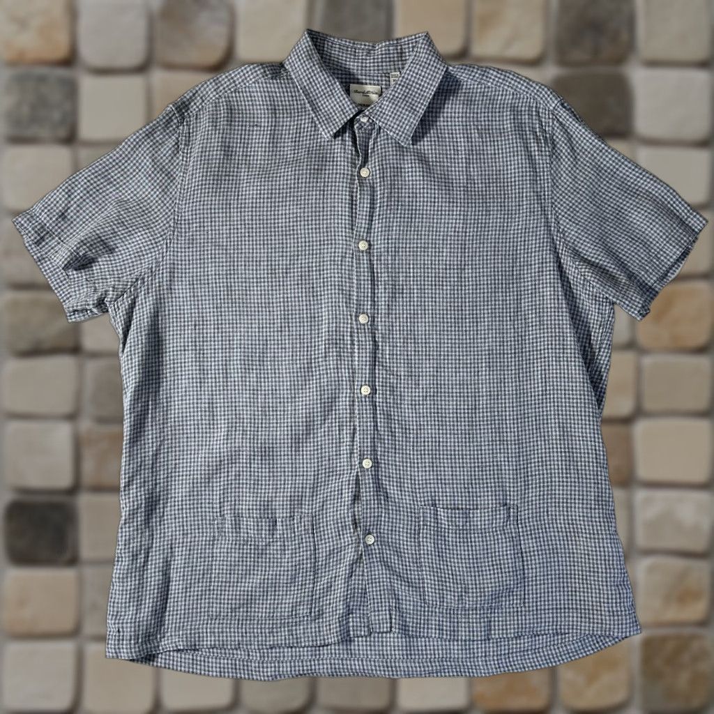 Murano VINTAGE Murano Shirt XL Blue Linen Check Short Sleeve Button-Up Pockets MEN's Regular Casual, Travel, 100% Linen Size US XL / EU 56 / 4 - 1 Thumbnail