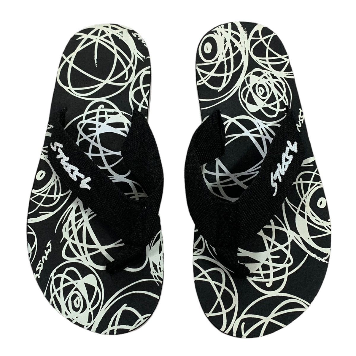 Vintage Stussy Futura Black Slip On Flip Flop Sandal Slides