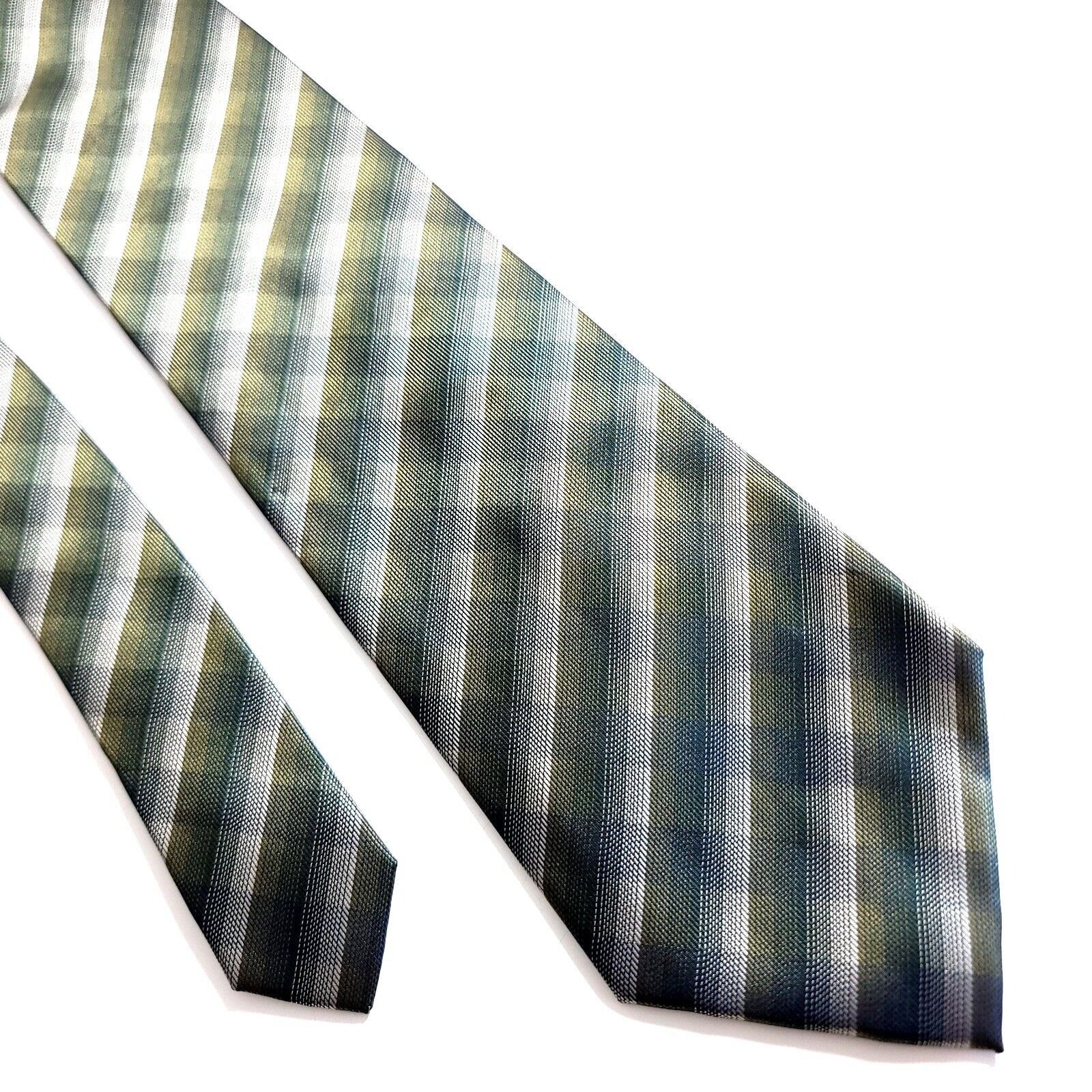 Van Heusen Van Heusen Green Tan Polyester Plaid Tie Size ONE SIZE - 1 Thumbnail