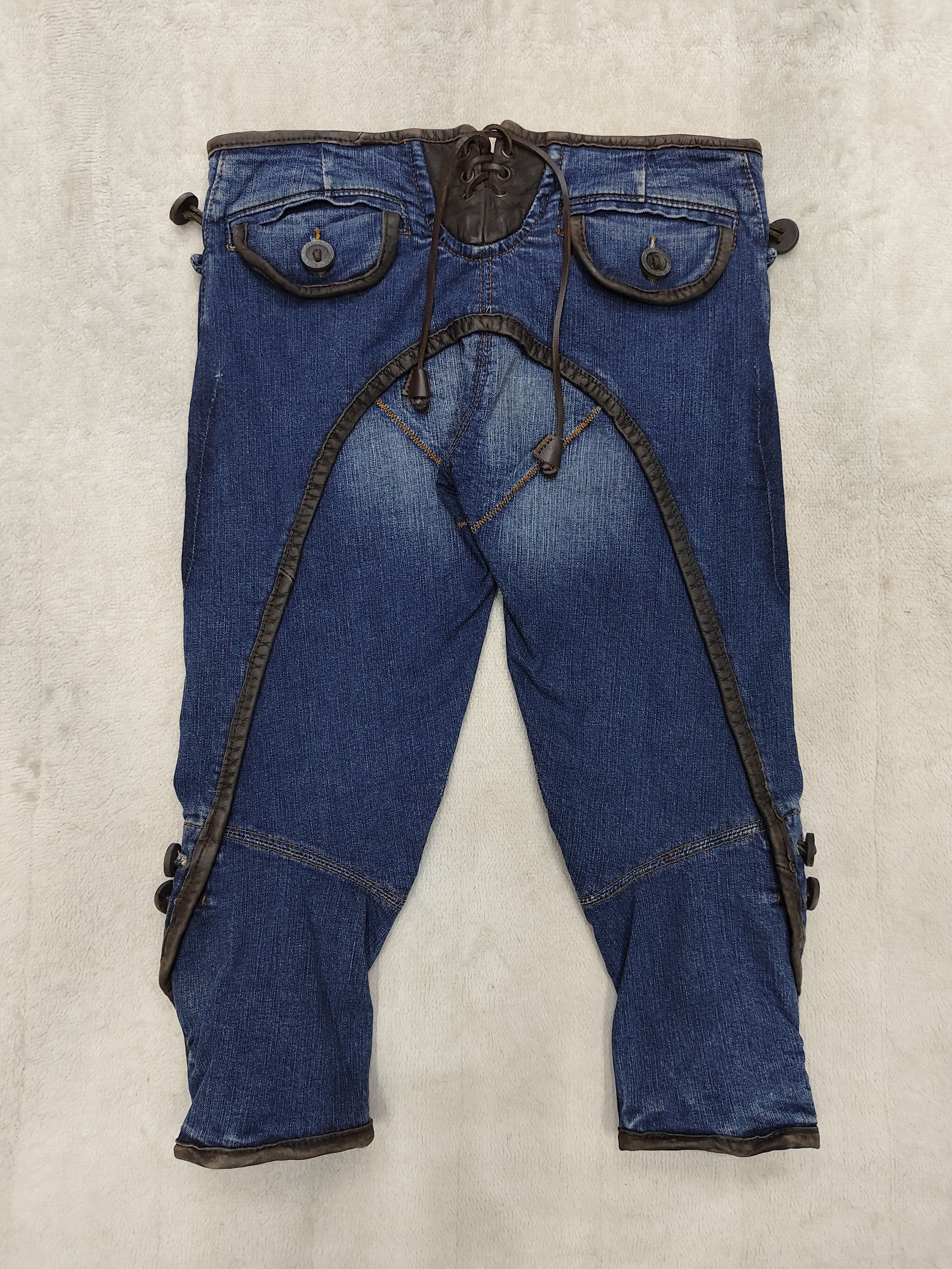Dsquared2 SICK💥Vtg Dsquared2💥Leather List Capri Jeans Size 30" / US 8 / IT 44 - 6 Thumbnail