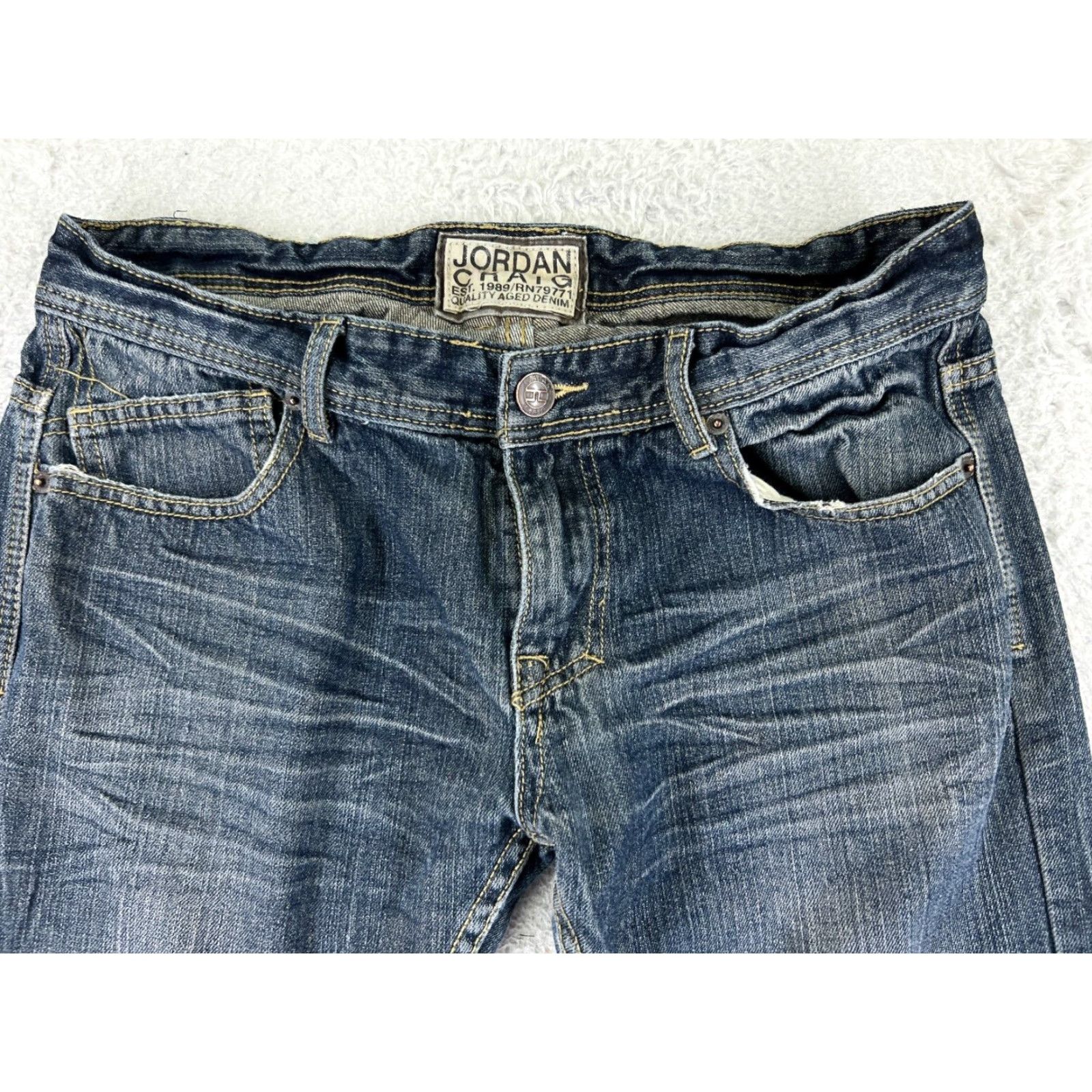 Jordan Craig Jordan Craig Jeans Adult 32 Blue Denim Boot Cut Distressed 32x32 Mens Size US 32 / EU 48 - 4 Thumbnail