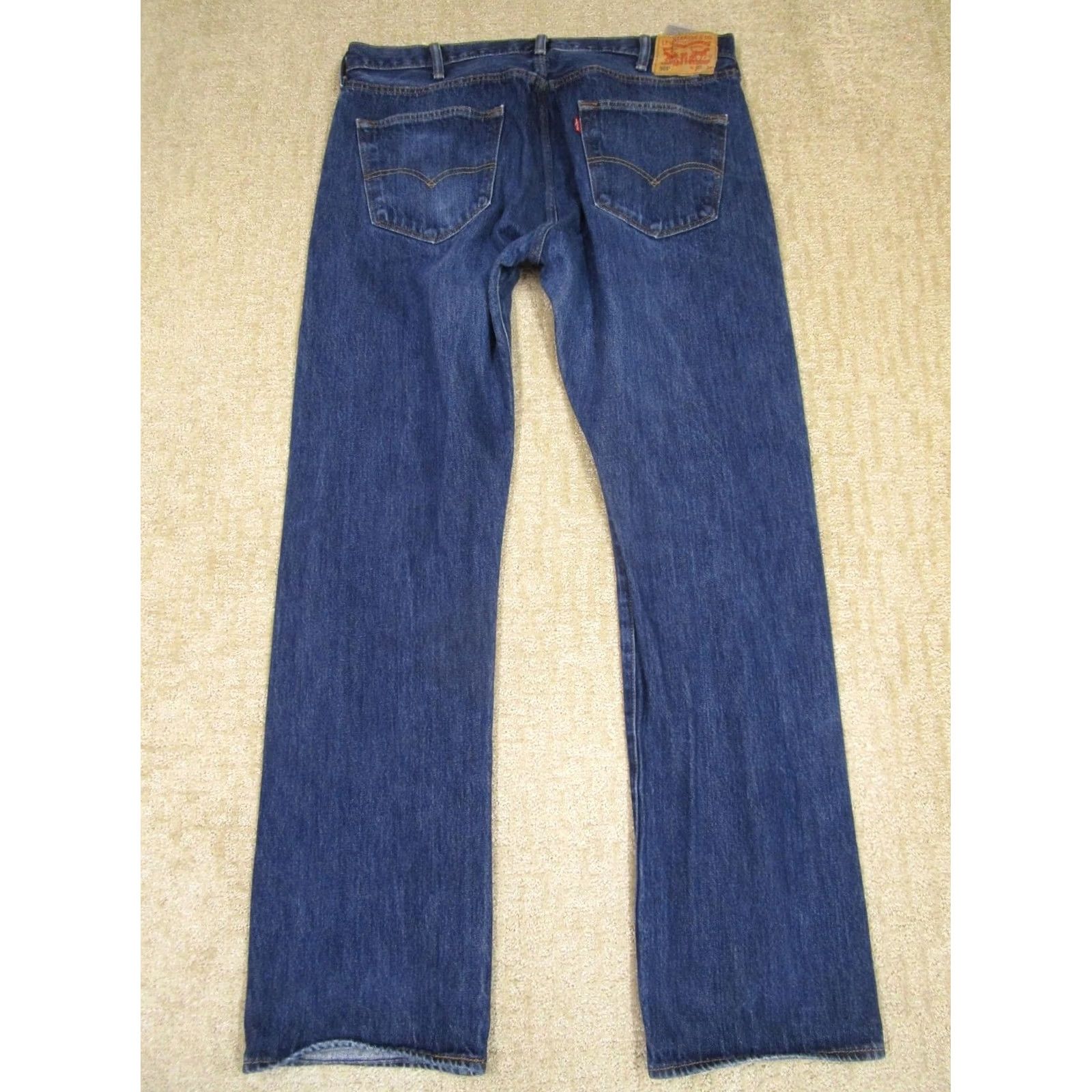 Levi's Levi's 501 Jeans Men 38x34 Blue Denim Button Fly Original Fit Regular Straight Pants Dark Wash Size US 38 / EU 54 - 3 Thumbnail