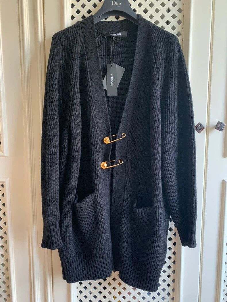 Versace Versace Gold pin black sweater cardigan jacket Size S / US 4 / IT 40 - 2 Thumbnail