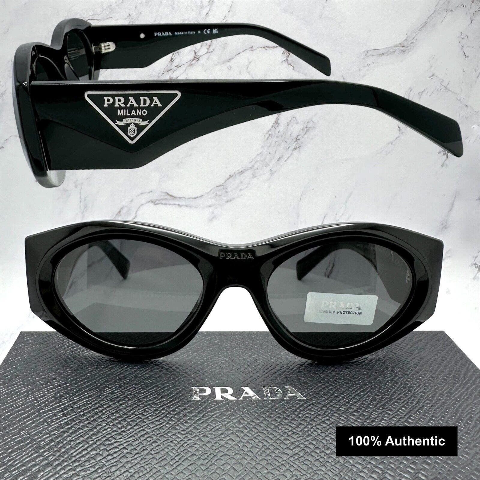 image of Prada Sunglasses Black Engraved Front Logo Triangle Plaque, Women's