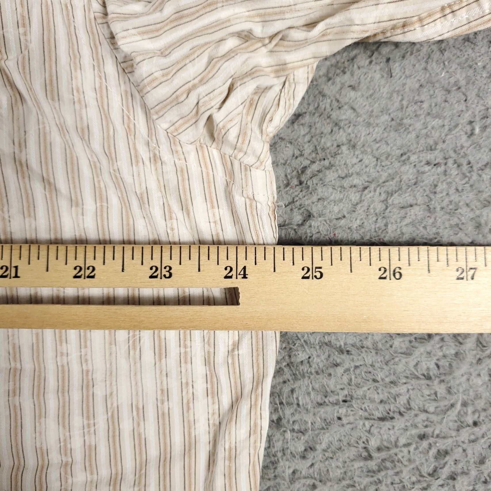 BUGATCHI Bugatchi Uomo Shirt Large Beige Striped Button-Up Long Sleeve Mens Size US L / EU 52-54 / 3 - 6 Thumbnail