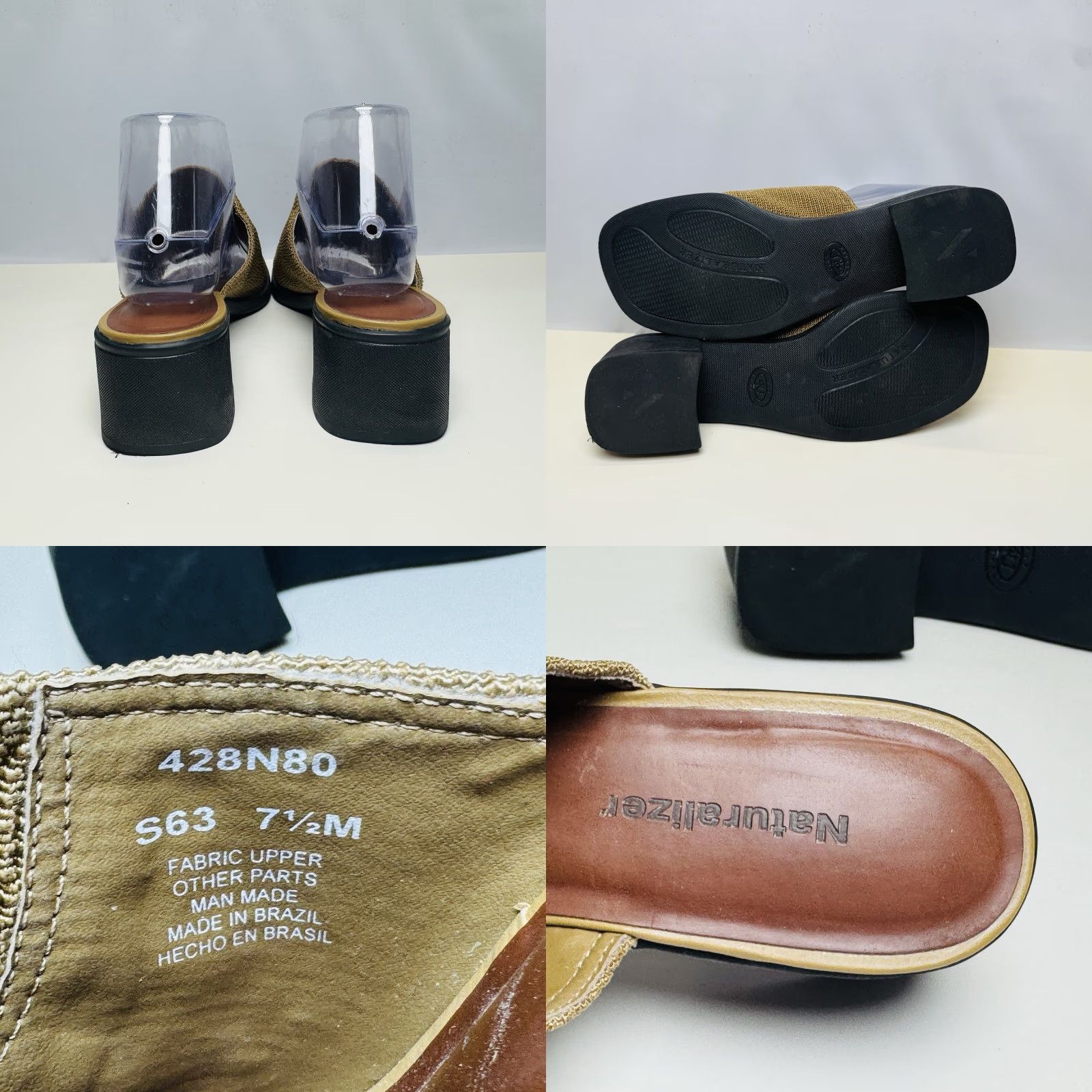 Naturalizer Naturalizer Slip On Block Heel Sandals Womens Size 7.5 Taupe Fabric Upper Size US 8 / IT 38 - 8 Thumbnail