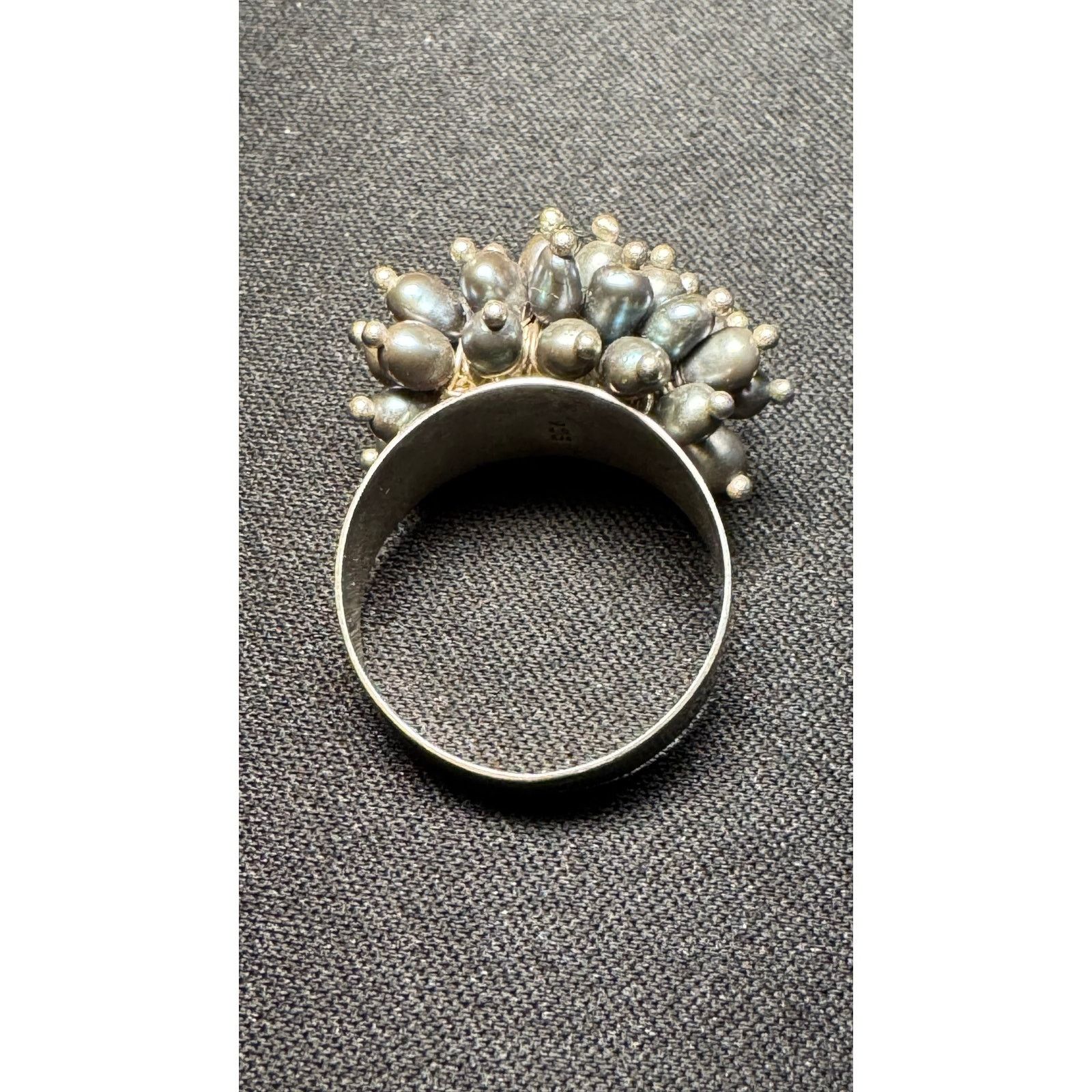Other 925 Sterling Multi Colored Real Pearls Cluster Ring Size 9 Size ONE SIZE - 5 Thumbnail